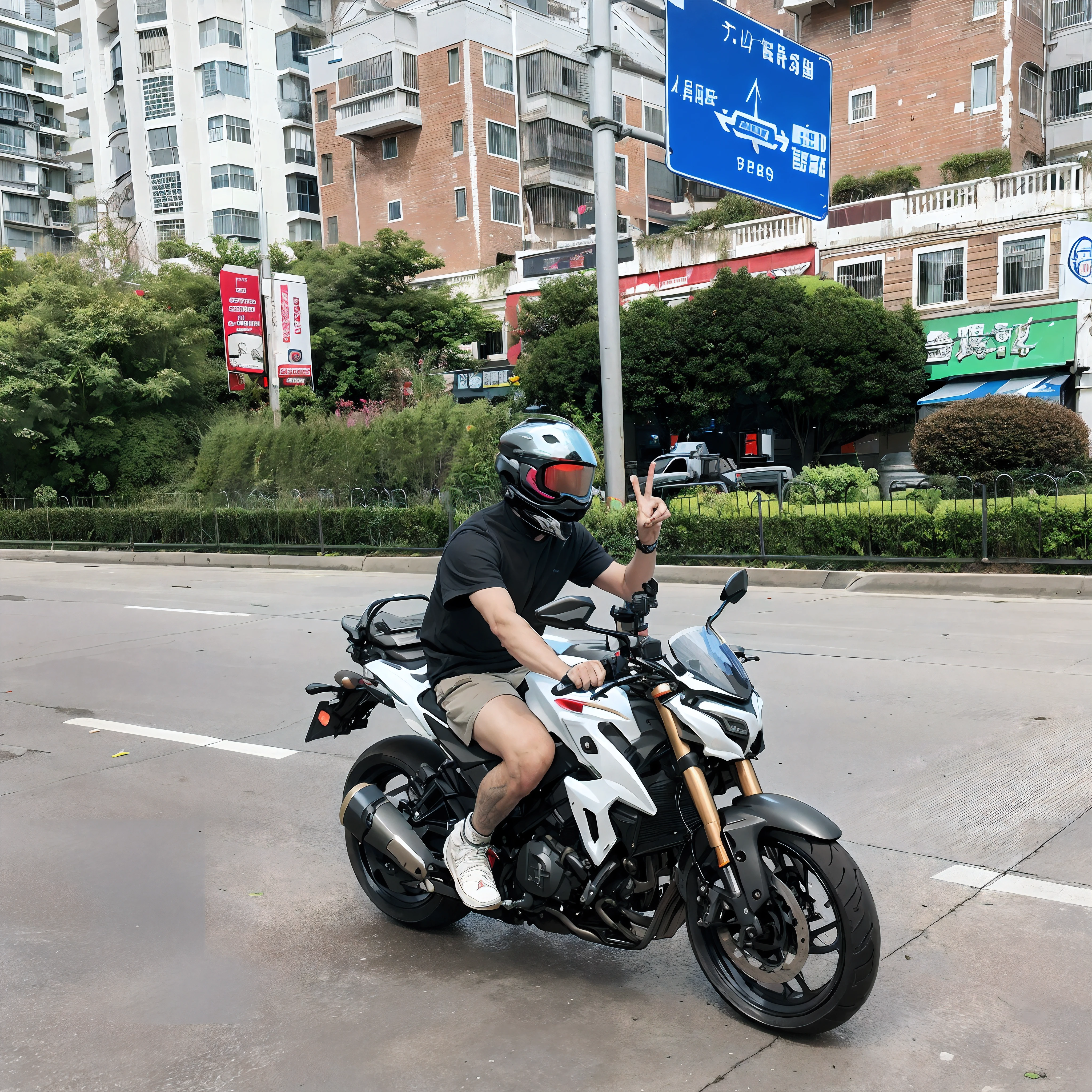 cyber punk style,Boy riding a motorcycle,Right-handed Biye