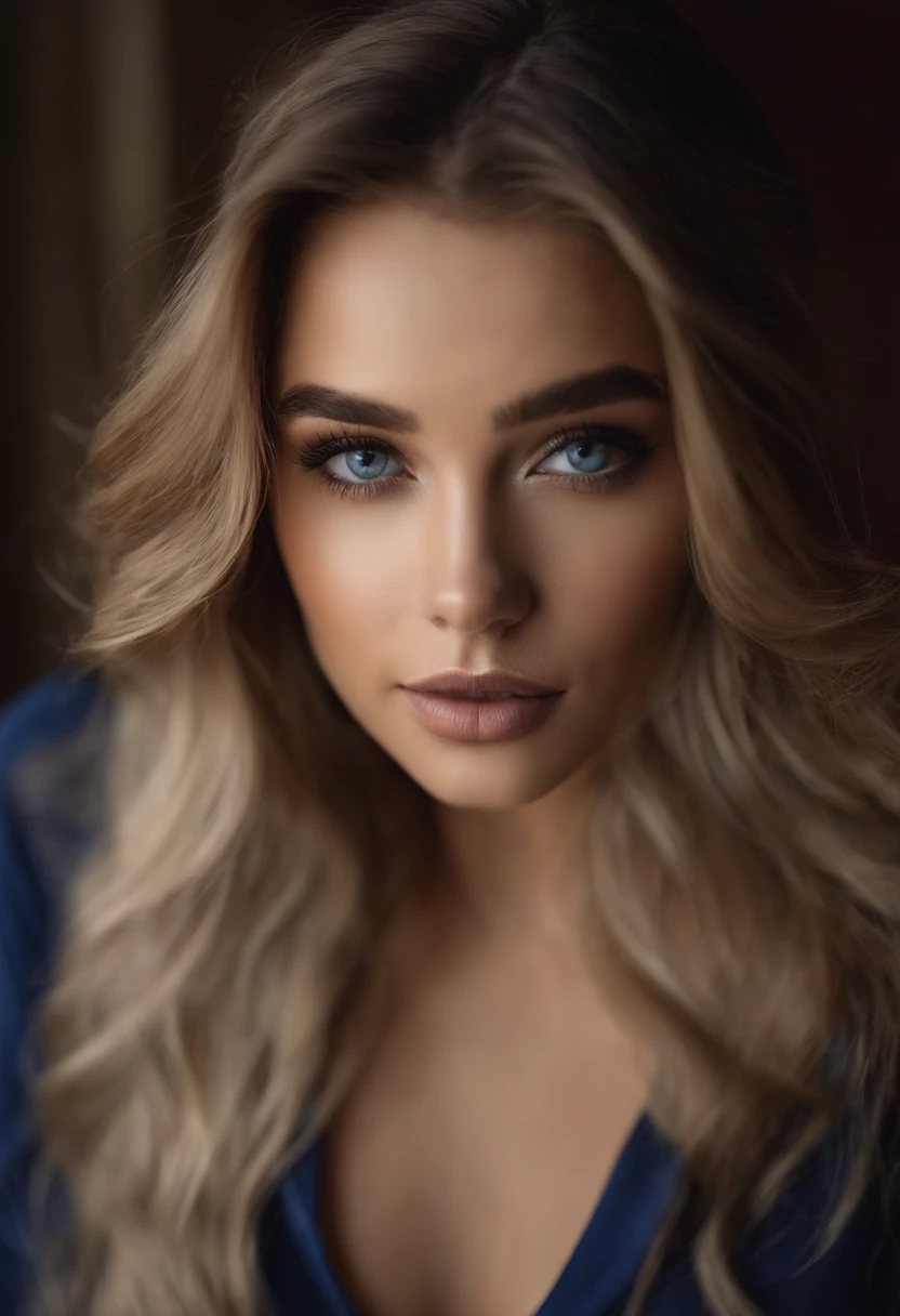 Arafed woman completely , fille sexy aux yeux bleus, ultra realist, Meticulously detailed, Portrait Sophie Mudd, cheveux blonds et grands yeux, selfie of a young woman, Yeux de chambre, Violet Myers, sans maquillage, maquillage naturel, looking straight at camera, Visage avec Artgram, Maquillage subtil, Superbe photo de tout le corps , dans la chambre, Medium to large bust, yeux bruns, Souriant, Tenue sexy, latex, Chlorure de polyvinyle, cuir, simili-cuir