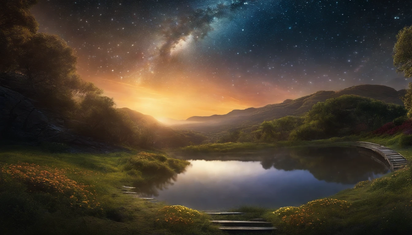 ((masterpiece)),((best quality)), 8k, high detailed, ultra-detailed, Step into a magical celestial realm with a starry sky tunnel, transporting you to a universe of wonder and awe((cosmic wonder), (interstellar journey), (ethereal ambiance))(endless rows of shimmering stars, nebulae painting the skies with ethereal colors, shooting stars streaking across the horizon, celestial bodies twinkling in the distance, a sense of infinite space and celestial beauty)
