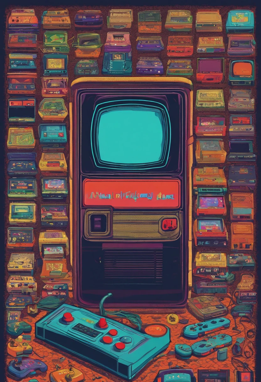 a boy playing,vintage gaming console, old, television, pixel art, retro colors, 8-bit graphics, childhood memories, button mashing, cartridge collection, retro gaming community, handheld gaming, old-school gaming, joystick controllers, iconic sound effects, scrolling backgrounds, pixelated characters, multiplayer battles, high score challenge, gaming tournaments, limited edition releases, classic game titles, nostalgic music tracks, gaming marathons. (best quality,4k,8k,highres,masterpiece:1.2),ultra-detailed,(realistic,photorealistic,photo-realistic:1.37), vivid colors, studio lighting.