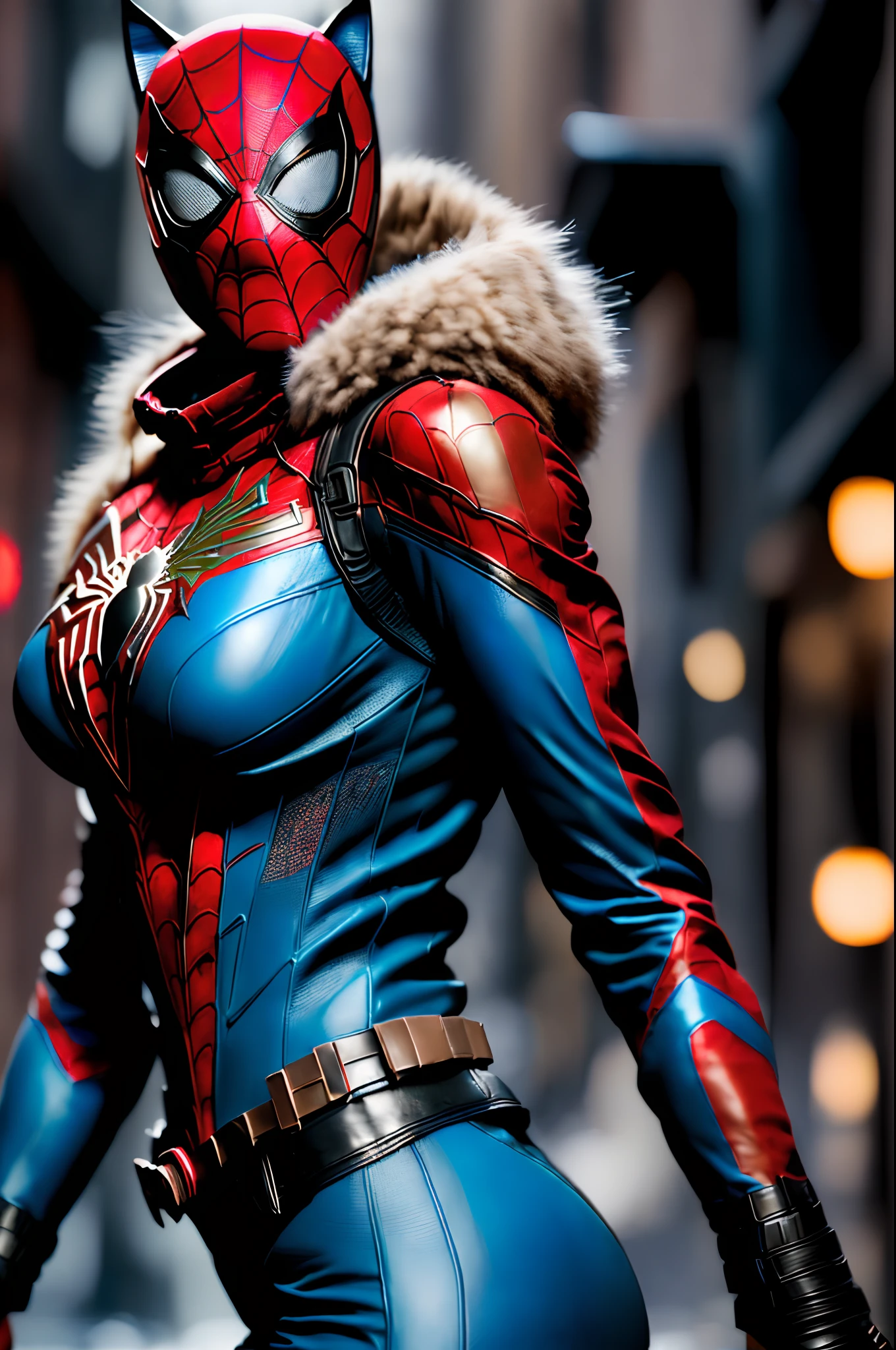 ((((American female goddess, detailed face, perfect light blue eyes, hot woman, she wears an open wolf leather jacket showing her huge Breasts, giant long breasts showing, based on the Marvel studios films, Spiderman costume, man ant, wearing a technological open jacket)))), Erotic(1girl:1.3), alone, ((She wears the Spider-Man mask)), perfect sexy naked body parts, Official Art, 8k unified wallpaper, super detailed, handsome and aesthetic, beautiful, masterpiece, best quality, Ultra realistic, masterpiece, super fine photo, best quality, super high res, Photorealistic realism, sunlight, full body portrait, amazing beauty, dynamic pose , delicate face, vibrant eyes, She's wearing a full-body Spider-Man, ant-man red and black color scheme, Huge breasts, puzzy marked bottom, Very detailed abandoned warehouse bottom, detailed face, complex detailed busy background, Messy, gorgeous , milky, highly detailed skin, realistic skin details, visible pores, sharp focus, volumetric mist, 8k UHD, DSLR Camera, high quality, grain of film, clear skin, Photo realism, (cinemactic), Great metropolis in a future dystopia , Costume carnage, venon, Detailed and torn Marvel Spider-Man showing the girl's erotic body and her hot parts, costume stuck in the pussy , Epic scene of Spider-Woman lifting a motorcycle with one hand, epic pose , (breasts sticking out of the clothes), ((((Pornography, nude))), perfect details without errors, Erotic, (Spide-Man Mask), (cleavage breasts, showing, big breasts, Huge breasts, sticking out of clothes)