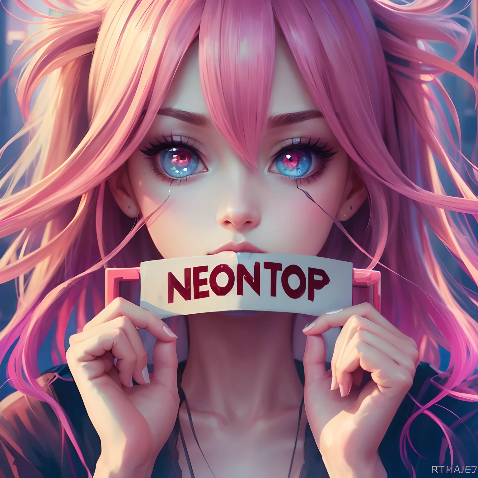 8k, realistic, ultra quality, beatiful girl, Stern anime girl, (Highest Quality, Amazing Details:1.25), cinematic lighting, unique, whole body in picture, black gloves, high-quality, very long hair, hair intakes, makeup, lipstick, eyelashes, ultra detailed eyes, ultra detailed face, ultra detailed lips, ultra detailed lipstick, ultra detailed makeup, 18 years girl, blue eyes, pink hair, masterpiece, 8k