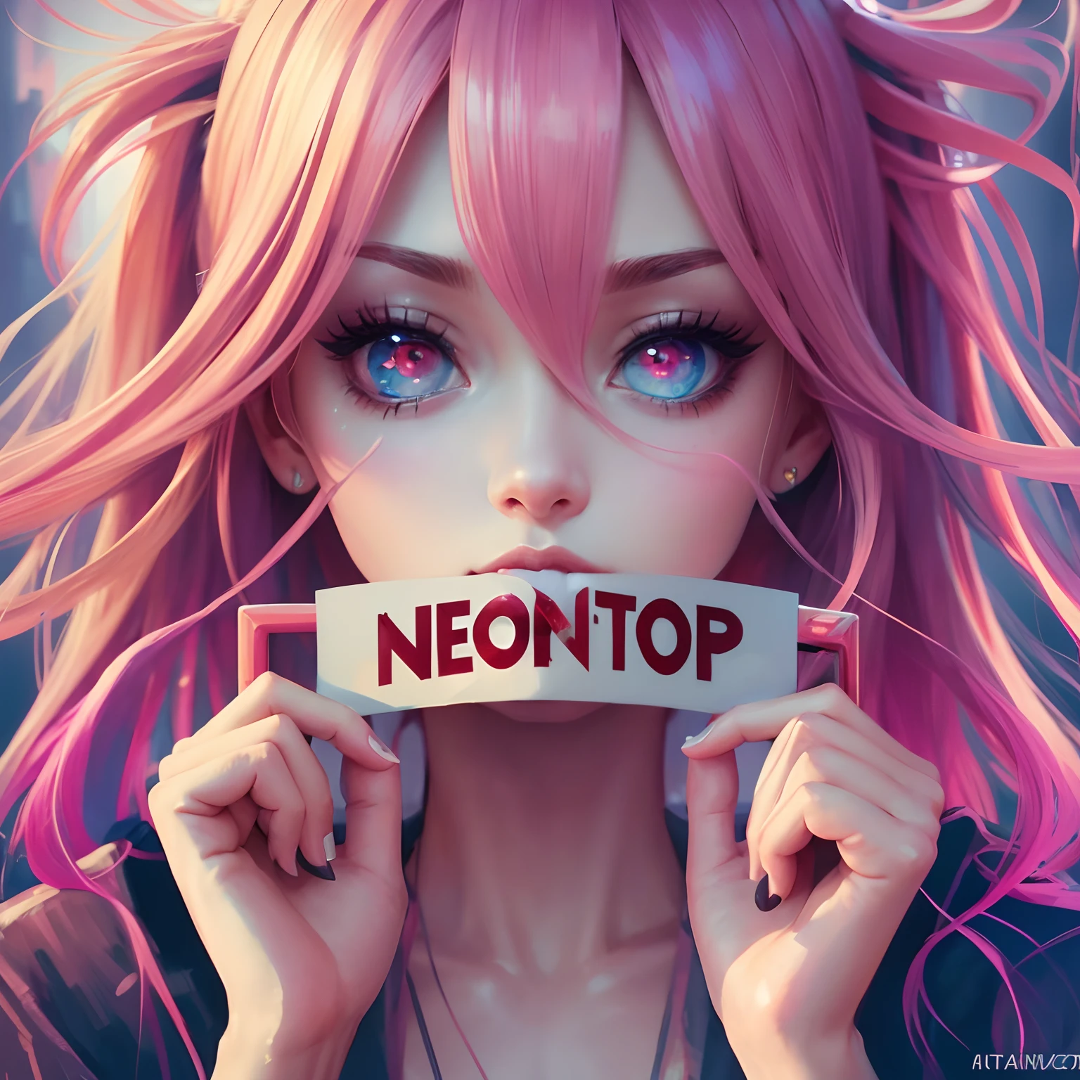 8k, realistic, ultra quality, beatiful girl, Stern anime girl, (Highest Quality, Amazing Details:1.25), cinematic lighting, unique, whole body in picture, black gloves, high-quality, very long hair, hair intakes, makeup, lipstick, eyelashes, ultra detailed eyes, ultra detailed face, ultra detailed lips, ultra detailed lipstick, ultra detailed makeup, 18 years girl, blue eyes, pink hair, masterpiece, 8k