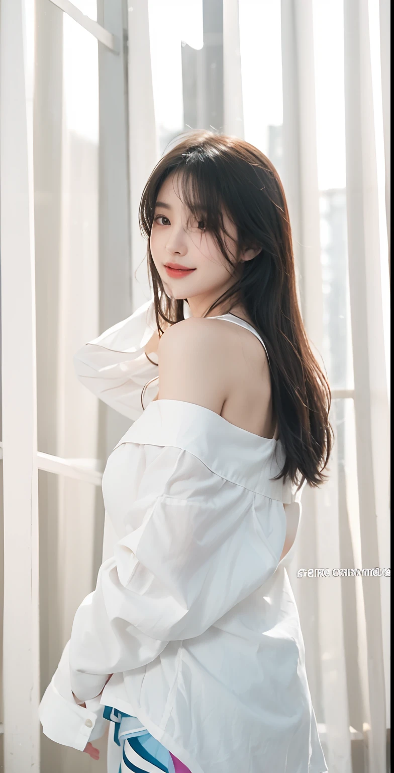 araffe asian woman in white shirt posing for a picture, ruan jia beautiful!, in white clothes, shikamimi, leaked image, bae suzy, full body xianxia, dang my linh, solo photoshoot, gongbi, xintong chen, photoshoot, 🤤 girl portrait, iu, xianxia, by Leng Mei, Best picture quality, masterpiece, ultra high resolution, 8k, cleavage, big boobs, bust detail, hair detail, eye detail, sharp eyes, thin smile, professional lighting