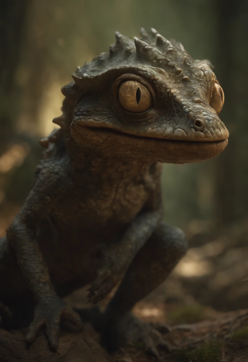 a close up of a cartoon character with a big smile, concept art by Andrew Ferez, behance contest winner, pop surrealism, award winning creature portrait, lizardfolk, full color illustration, anthropomorphic creature, humanoid turtle monster, dzo, epic full color illustration, full art illustration, frogzilla creature, detailed creature, exquisite creature poster art