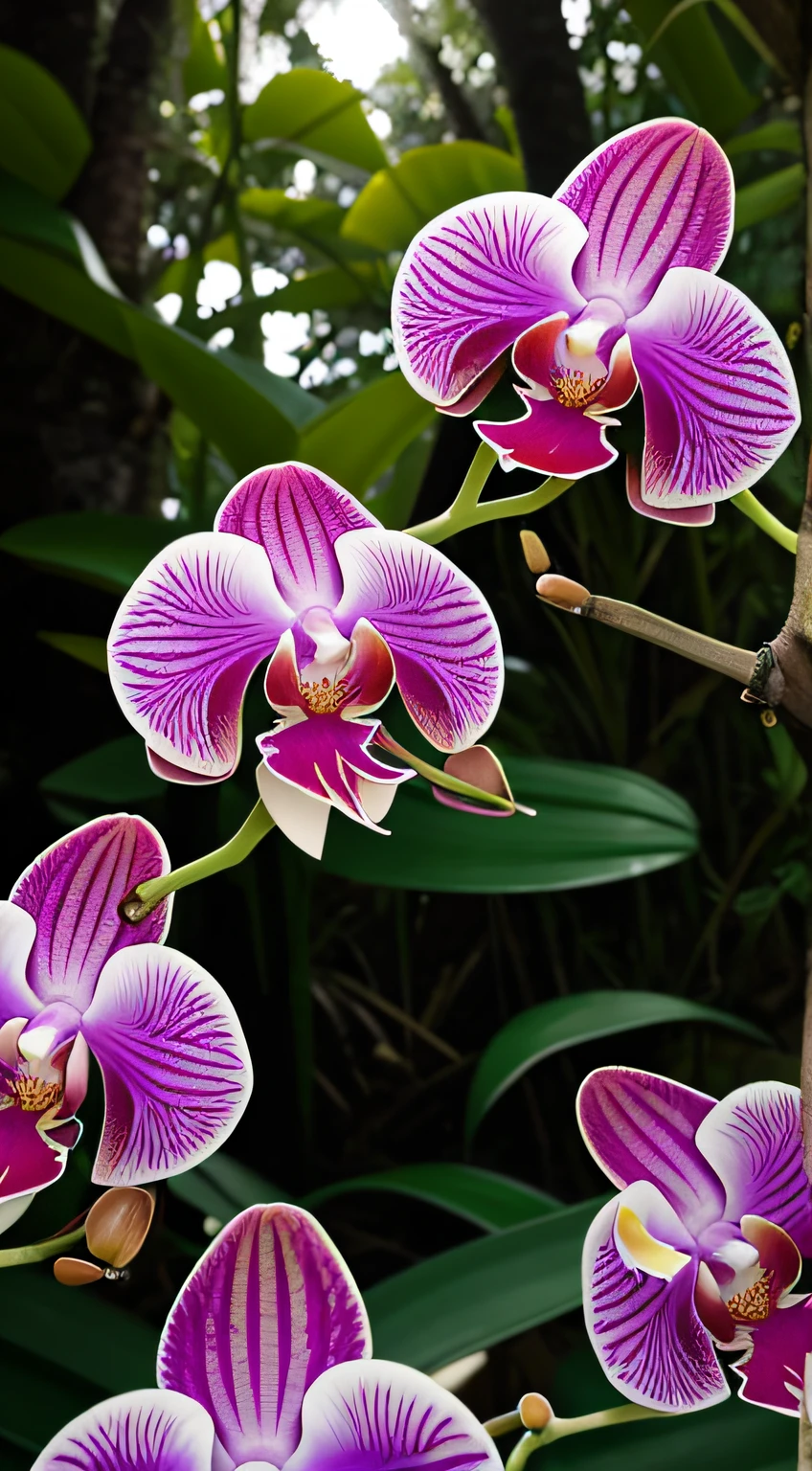 fill still ((flower orchids)) nativas in florest amazonia, deslulmbrante, foto premiada flares, sky line, sombra de ((Large trees)), nascente de rios, borboletas voando na primavera, canon 5d, 35mm
