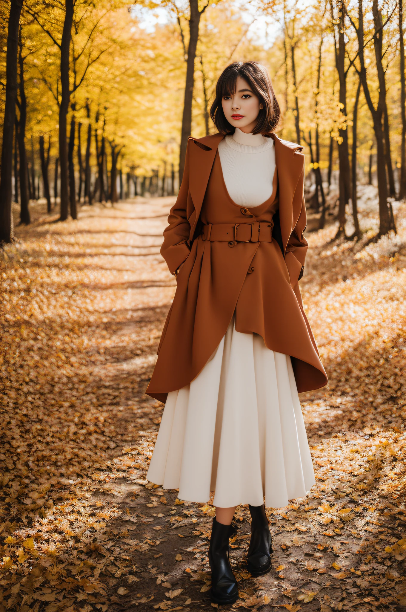 a woman in fall outfit posing for a picture, olga buzova, alina ivanchenko, julia gorokhova forest