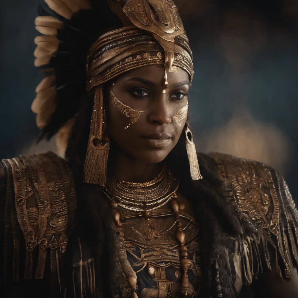 A human statue of an African ancestor style in 4K image , and cinematic