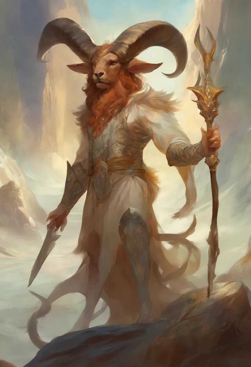 Satyr, male, Bull Horn head band, Hairy, unkempt, Holy robes