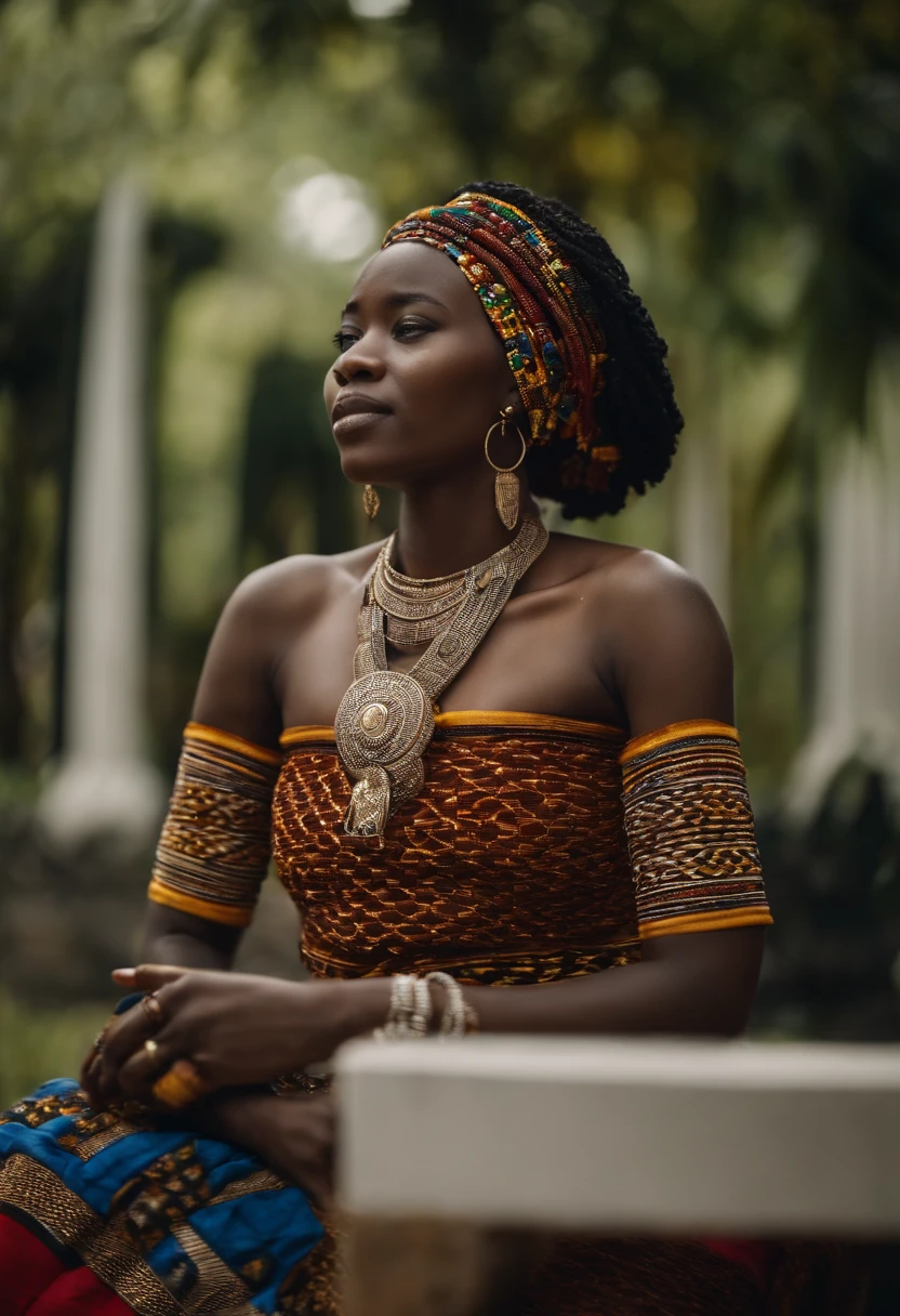 a beautiful young Cameroonian woman wearing the unique Bamileke chain from Cameroon
