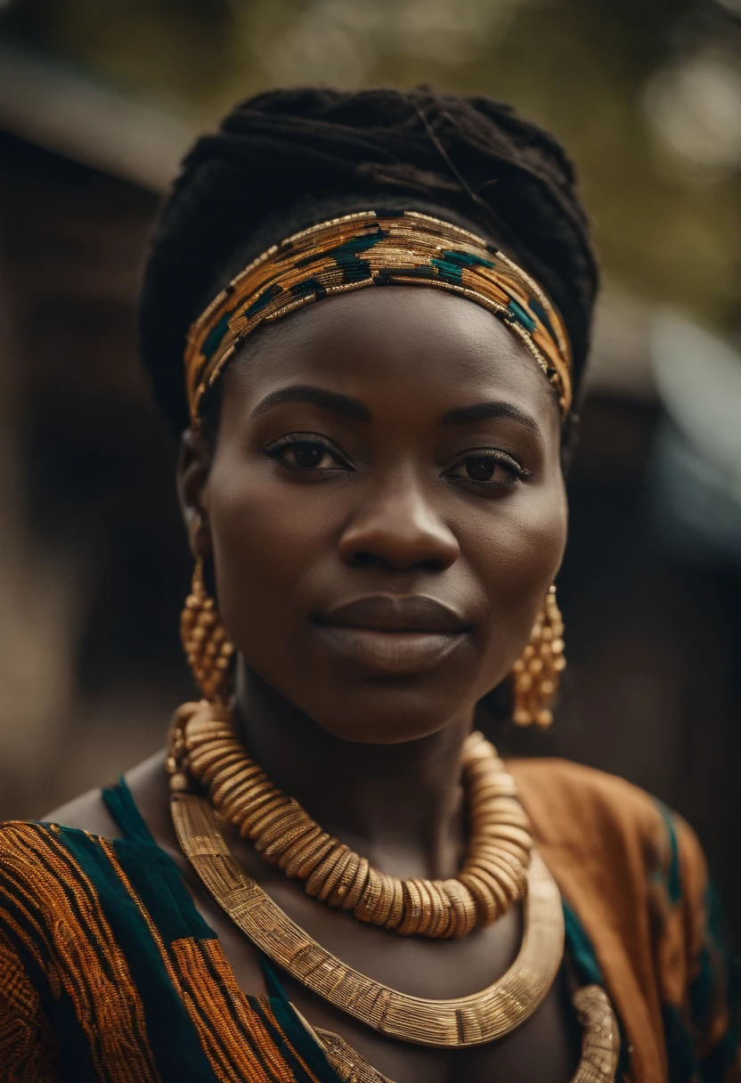 a beautiful young Cameroonian woman wearing the unique Bamileke beed chain from Cameroon