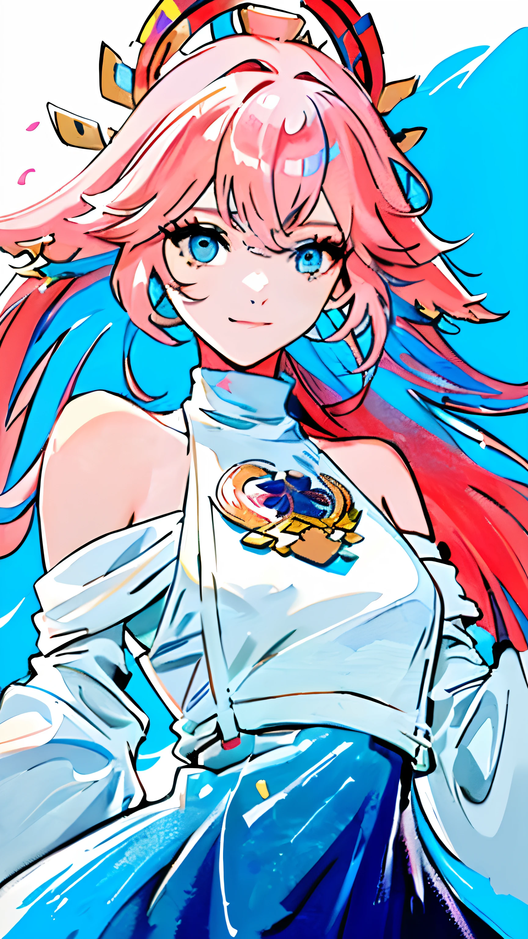 (Pink Fashion T-shirt:1.9),(Colorful hair: 1.8), (all the colours of the rainbow: 1.8),(((((vertical painting:1.6))), (painting:1.6),front, comics, illustrations, paintings, large eyes, crystal clear eyes,( rainbow color gradient high ponytail:1.7), exquisite makeup, closed mouth,(Small Fresh: 1.5),(Wipe Chest: 1.6) ,long eyelashes, white off shoulder T-shirt, White Shoulder Shirt,looking at the audience, large watery eyes, (rainbow colored hair:1.6), color splash, (solo:1.8), color splash, color explosion, thick paint style, messy lines, ((shining)),(colorful), (colorful), (colorful), colorful, Thick Paint Style, (Splash) (Color Splash), Vertical Painting, Upper Body, Paint Splash, Acrylic Pigment, Gradient, Paint, Highest Image Quality, Highest Quality, Masterpiece, Solo, Depth of Field, Face Paint, colorful clothes, (Elegant: 1.2), gorgeous,long hair, wind, (Elegant: 1.3), (Petals: 1.4),(((masterpiece))),(((best quality))),((ultra-detailed)),(illustration),(dynamic angle),((floating)),(paint),((disheveled hair)),(solo),(1girl) , (((detailed anima face))),((beautiful detailed face)),collar,bare shoulders,white hair, ((colorful hair)),((streaked hair)),beautiful detailed eyes,(Gradient color eyes),(((colorful eyes))),(((colorful background))),(((high saturation))),(((surrounded by colorful splashes))),