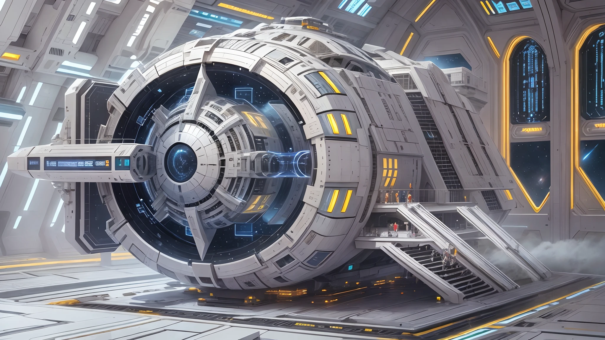 Interstellar,Interstellar voyage,Huge high-tech floating castle,futuristic space station
