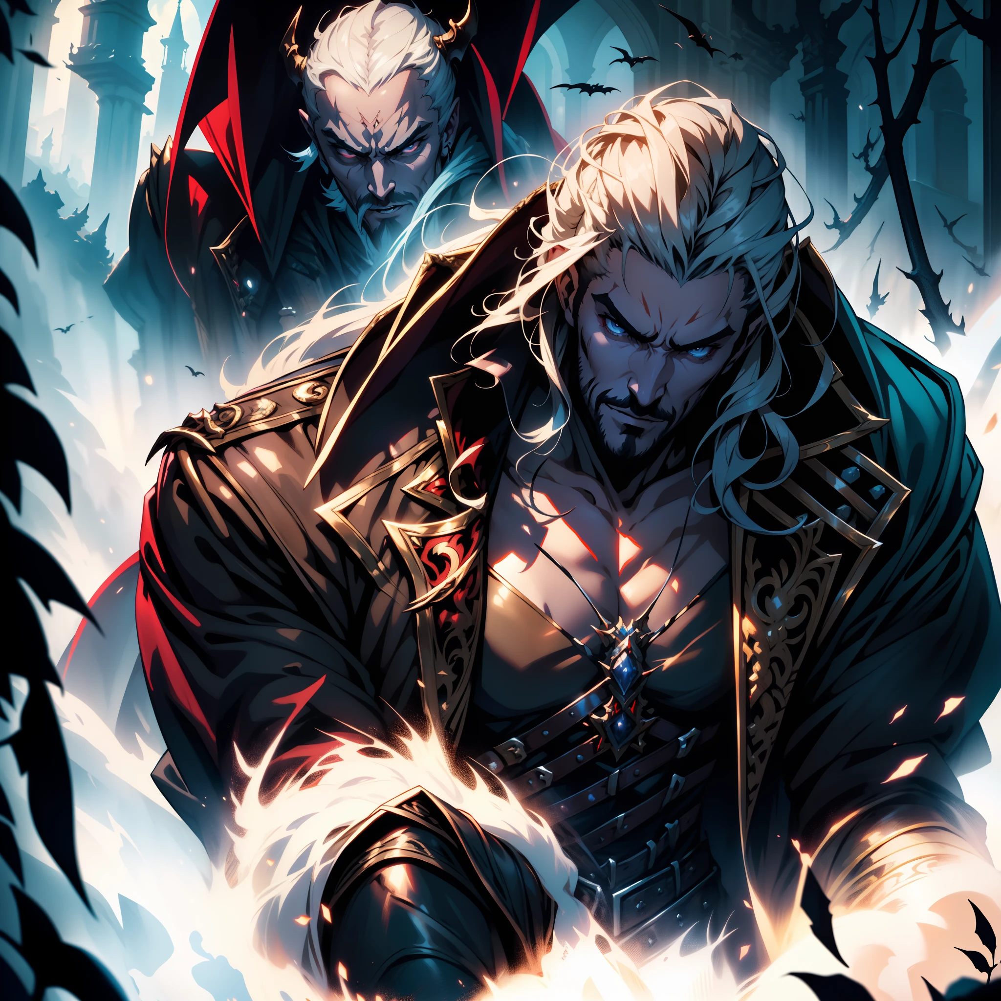 Castlevania Lord of the shadows hyper realistic super detailed Dynamic shot master piece scene cinématique scènes Epic Legendary Lord Dracula leading troops army of demons to battle sharp détails cinématique scènes movie Legendary