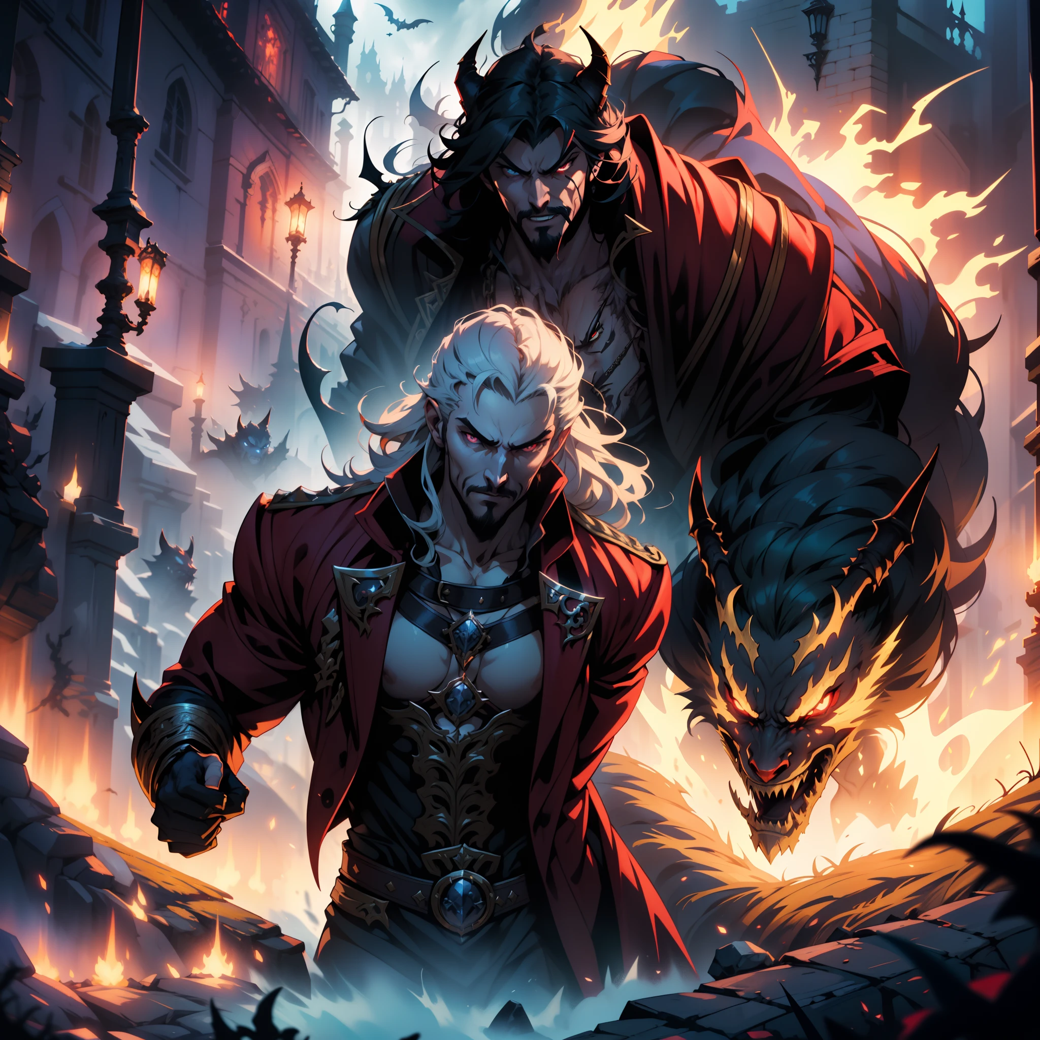 Castlevania Shadow Lord hyper realistic super detailed Dynamic shot masterpiece cinematic scene scenes movie Epic Legendary Lord Dracula leading troops armed with demons to fight sharp details cinematic scenes movie Epic Legendary