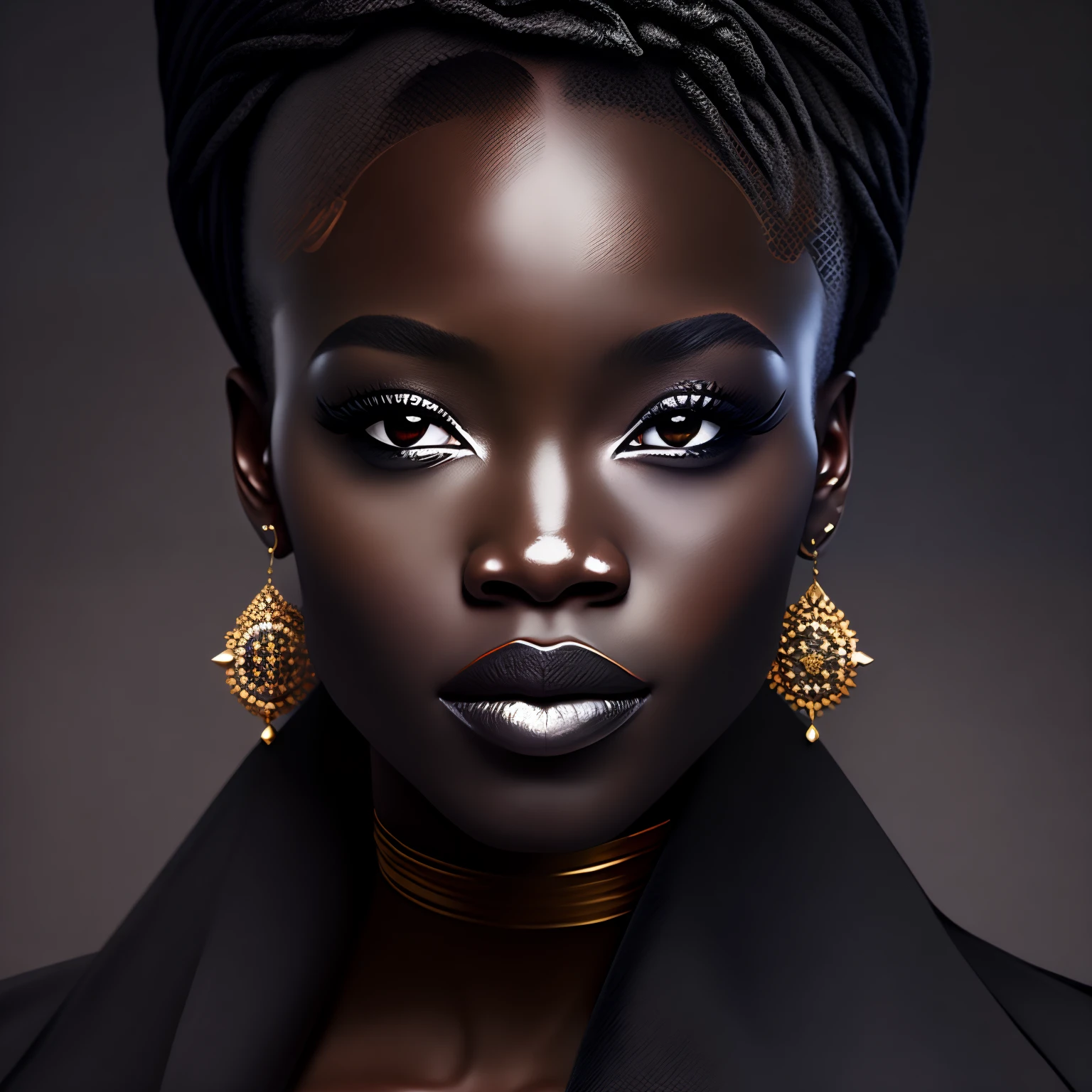 "Create a character with Black porcelain skin
