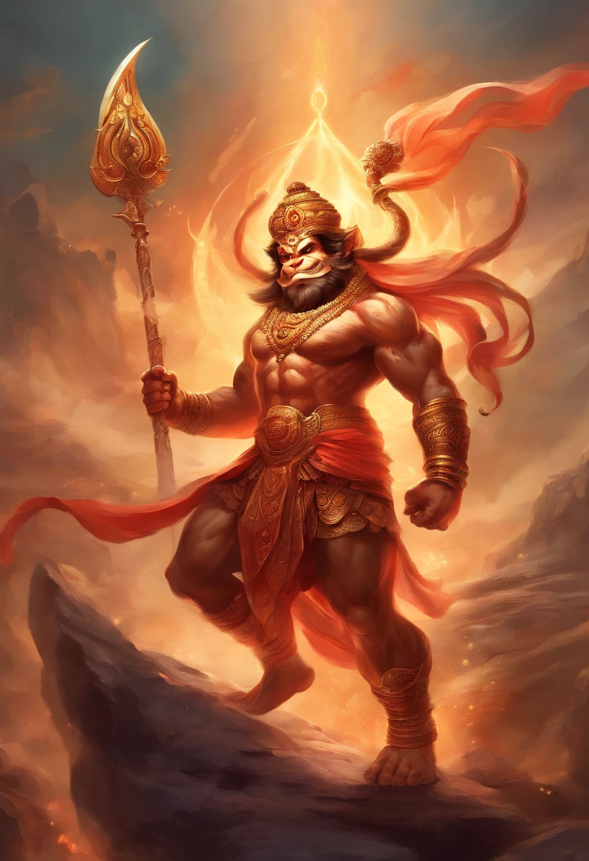 Lord Hanuman, Hindu God, Angry, Fighting an Asura