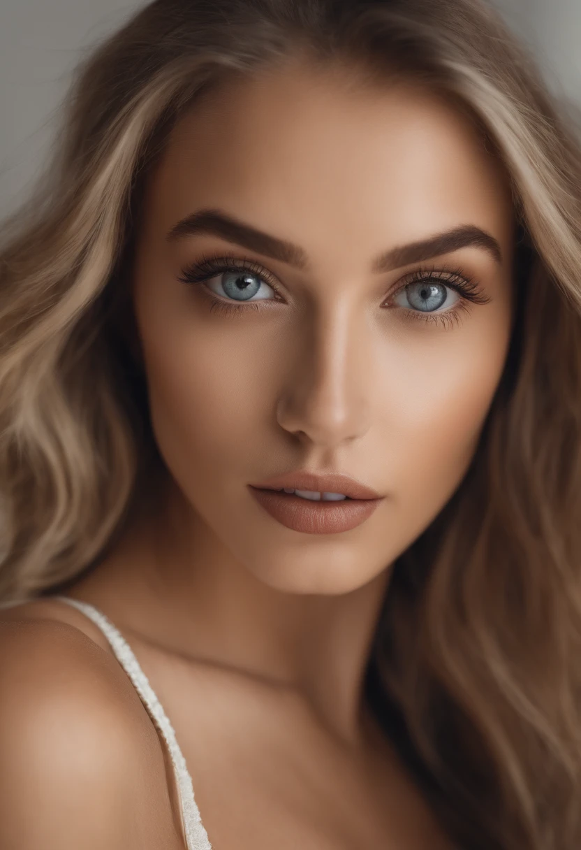 woman with matching tank top and panties, fille sexy aux yeux bleus, Portrait Sophie Mudd, Portrait de Corinna Kopf, cheveux blonds et grands yeux, selfie of a young woman, ohne Maquillage, maquillage naturel, Look directly into the camera, Visage avec Artgram, dezentes Maquillage, Superbe photo du corps entier, dans la chambre, gros seins, Blonde