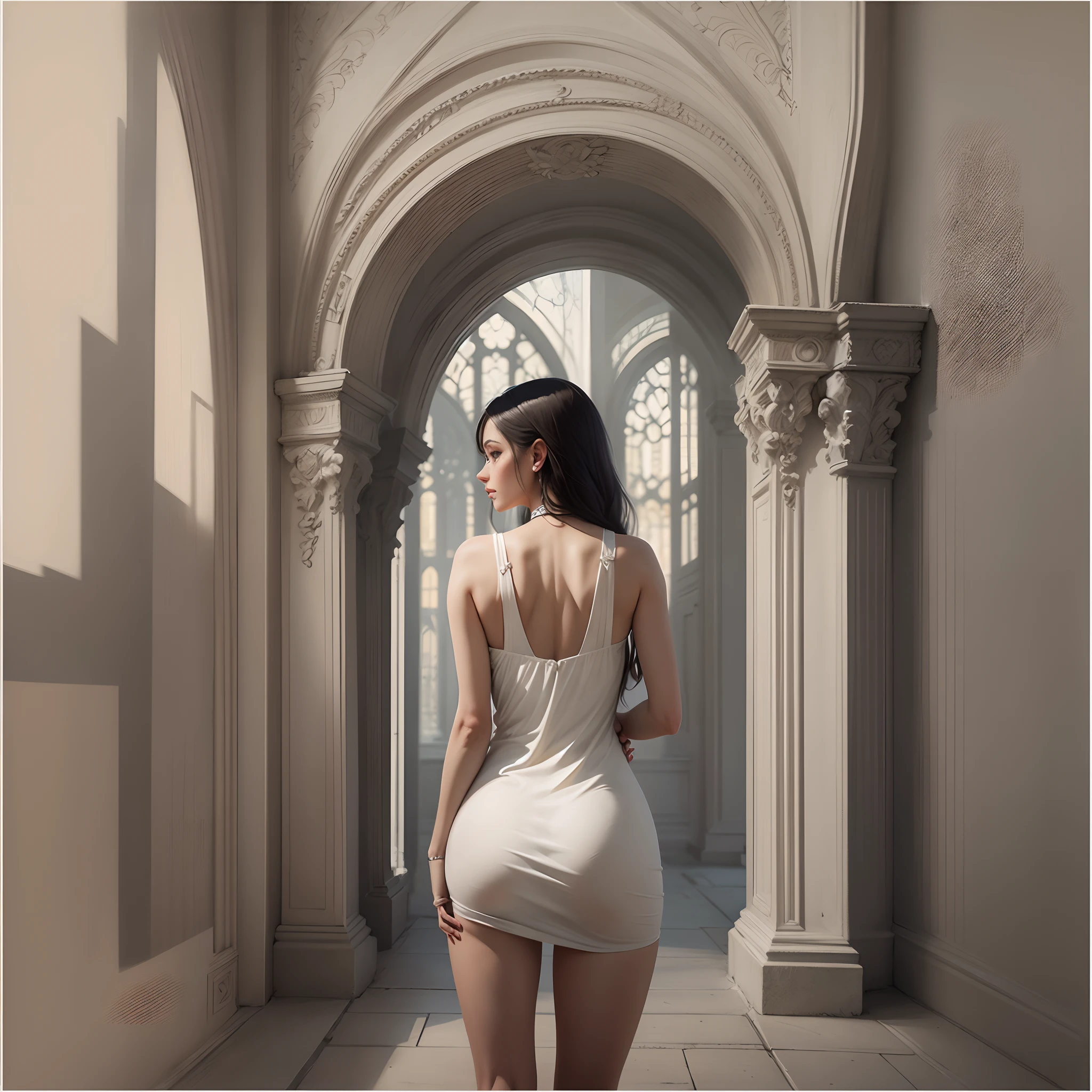 a woman inspired by classic style architecture, photorealism.—ar 9:16 --auto --s2