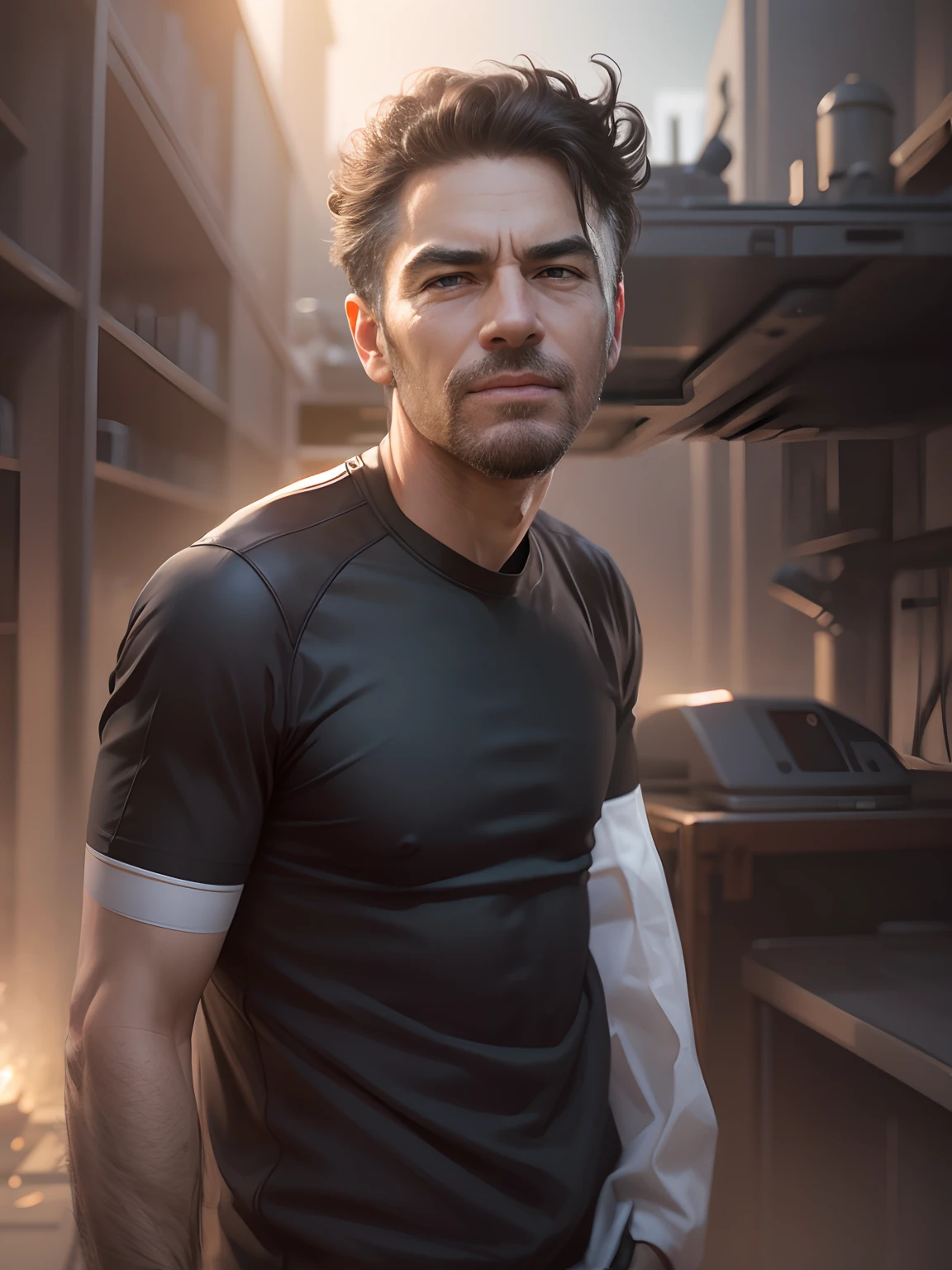 Change the background science fiction realistic face
