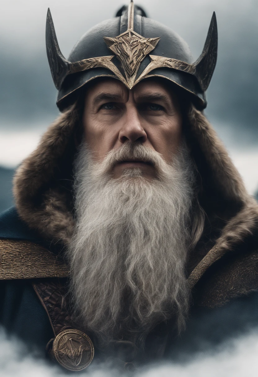 Portrait of Odin, lightning