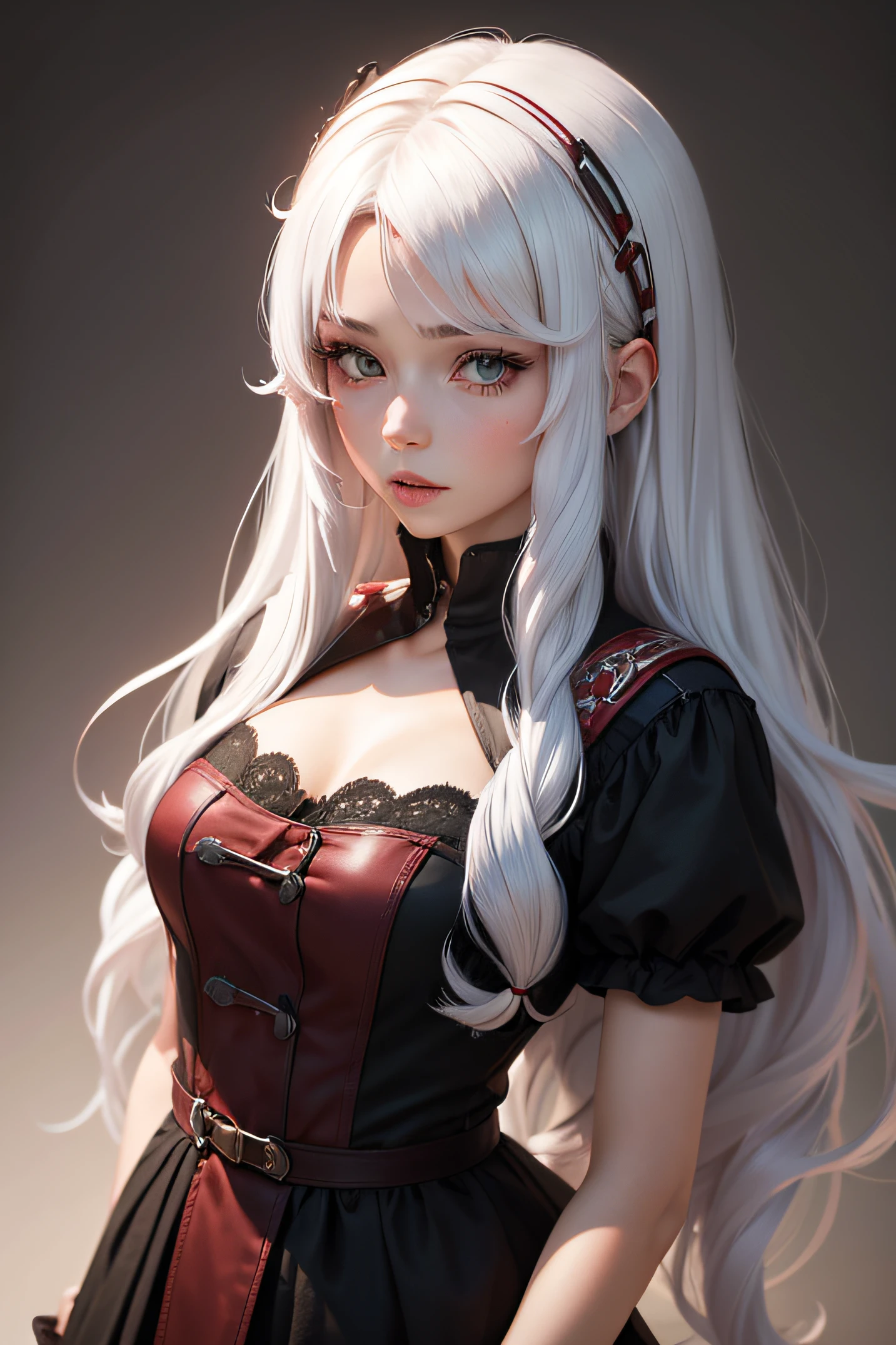 Warma:white hair,red eyes,large breast,nsfw, slip,school uniform,upskirt,skirt lift,lace panty,twin_braids,smile,ahoge,Nu Jiu(Nu Jo):white hair,heterochromia,bule eye,yellow eye,casual wear,clear face,expressionless,low ponytail,,