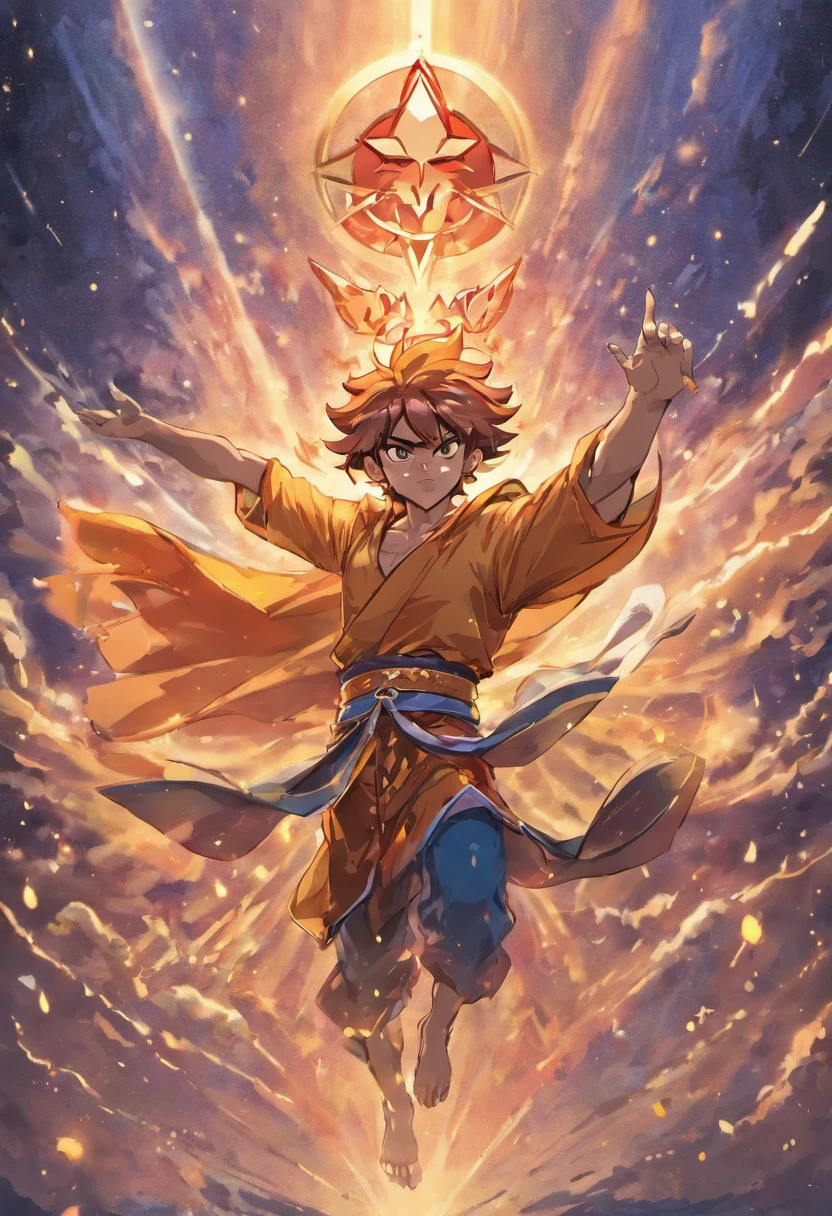 senhor Hanuman, Hindu god, Deus Macaco, alto detalhamento, master part, flying in sky, breathtaking background, Rosto detalhado, Holding an apple in your hand