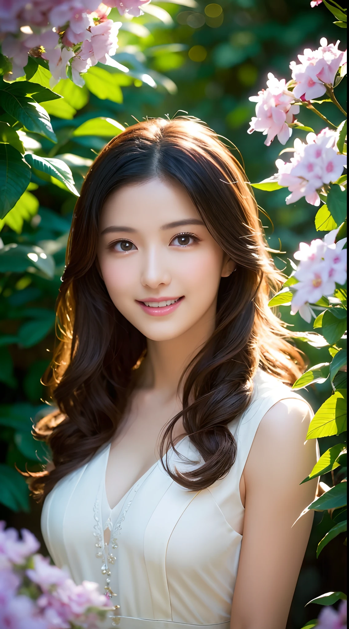 (Best quality,4K,A high resolution,Ultra-detailed,Realistic:1.37),Vivid colors,Sunlight,llight rays,bergamot,white blossoms,Beautiful girl,Exquisite features,Flowing hair,Serene expression,Garden setting,Elaborate dress,Soft sunlight,Gentle breeze,Cheerful ambiance,Backlit scene,a hint of smile,ethereal glowing,Fresh in the morning,Long shadows,harmony of nature,subtle reflections,Natural beauty,Twinkling dewdrops,Clear detail,serenity and calm,Sublime ingredients,Arrive at the branch,whispering leaves,Aromatherapy petals,with light glowing,Sparkling highlights,Subtle shadows,Soft focus,Sublime beauty,Whisper natural,Fantastical Atmosphere,Illuminated background.