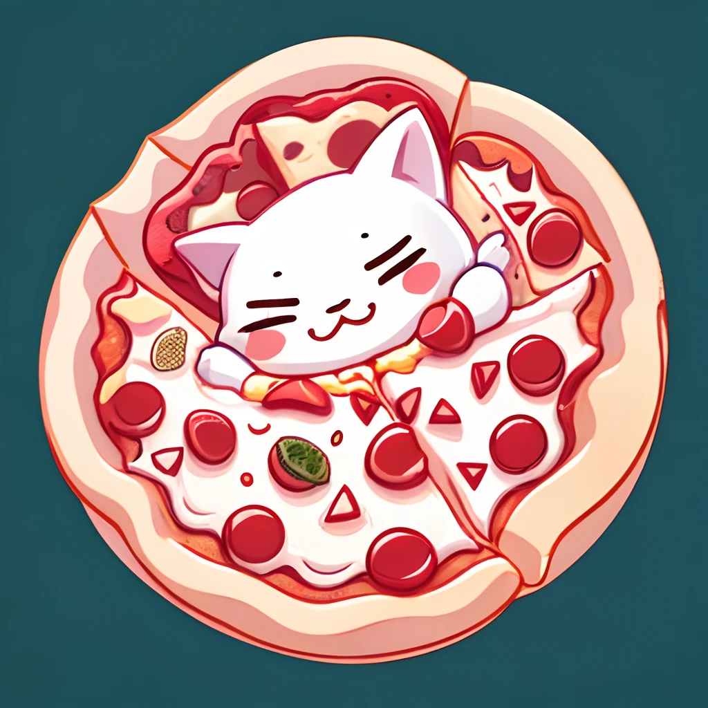 dripping pizza, detailed digital art, anime visual of a pizza, kawaii pizza, digital art, telegram sticker, artwork, cutecore, telegram sticker design, full color illustration, illustration, full color digital illustration, digital painting, , kawaii,