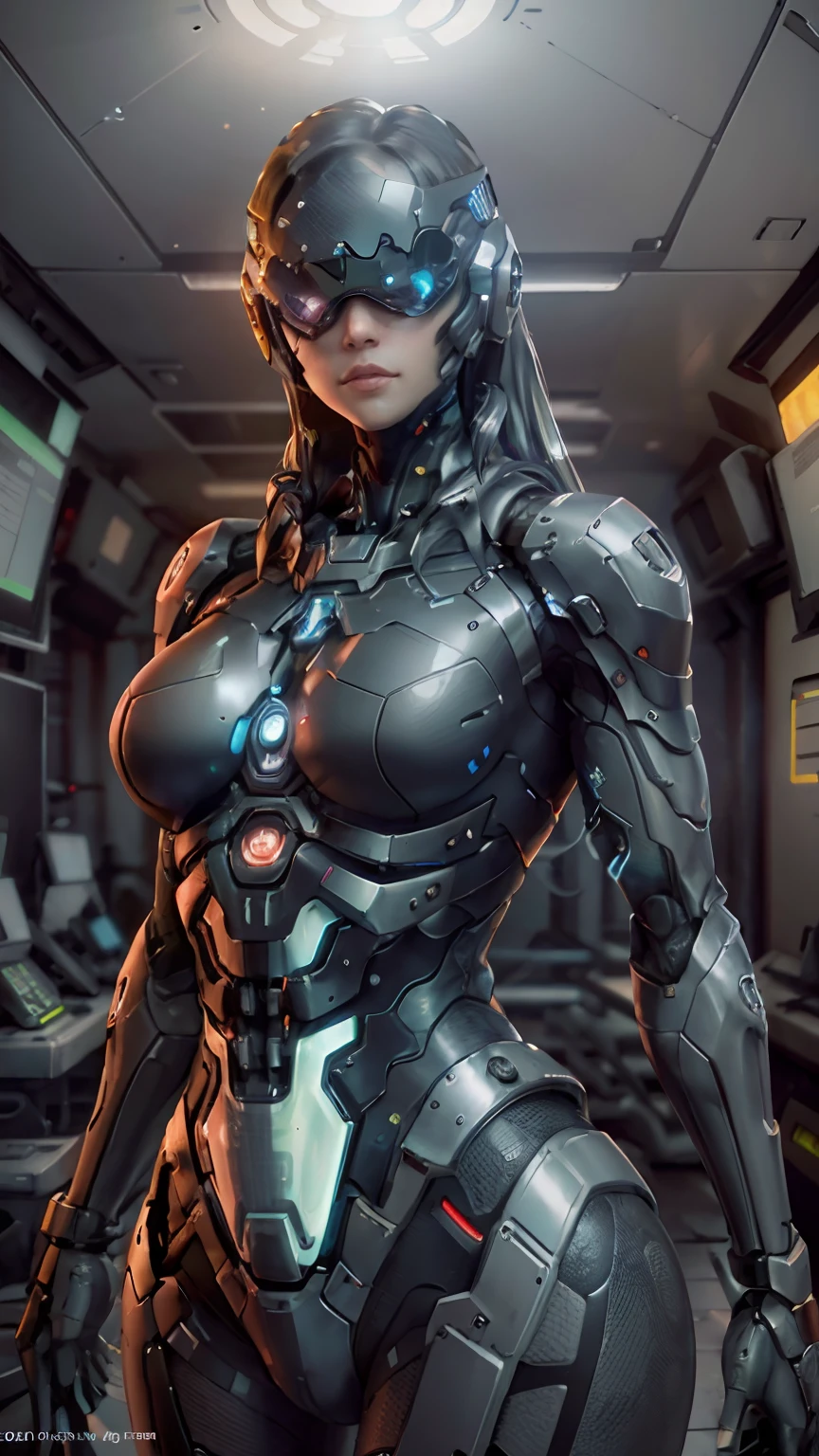 Half Cyborg, argumented, Handsome boy, cyberpunk background,  right chick robotic, right hand robot scars ,8k quality image, detailed, sexy, lingerie, full robot body, cyborg, flesh ,