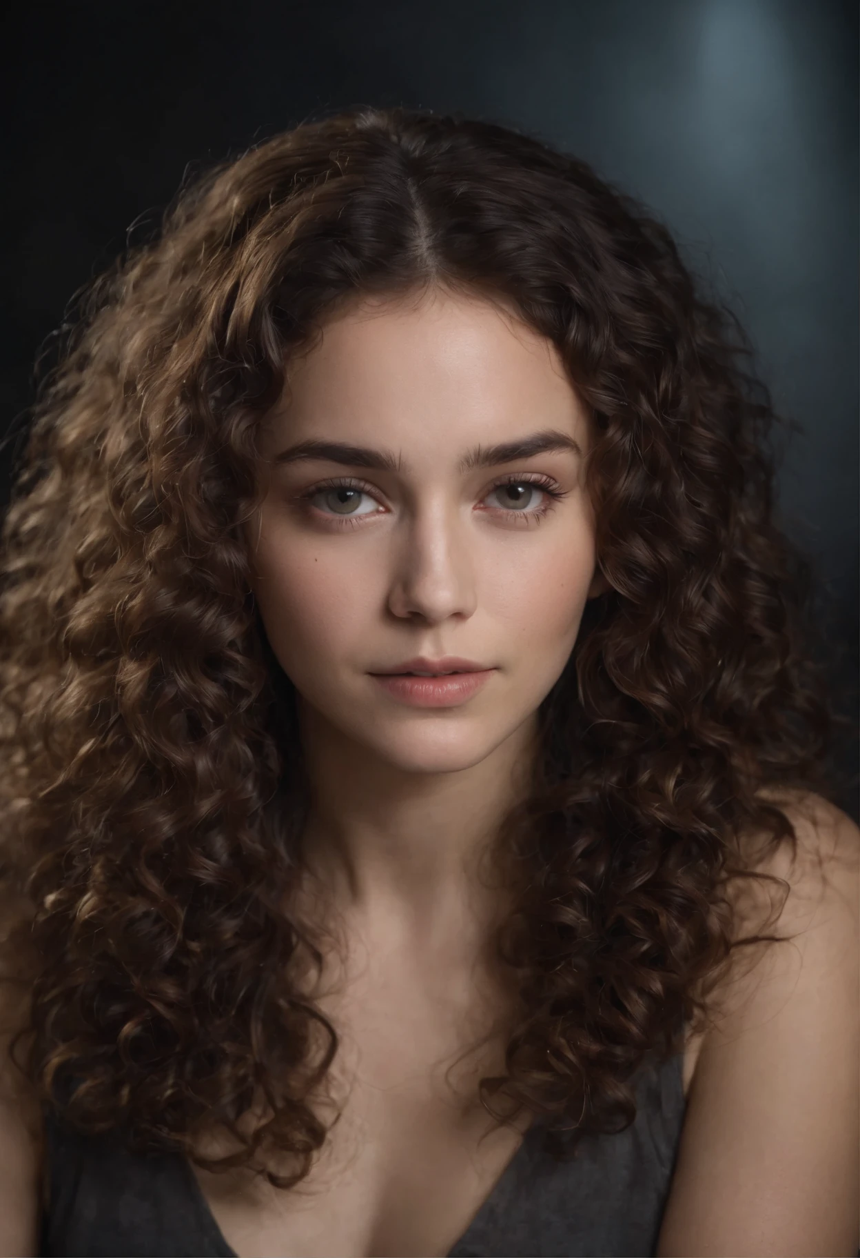 1girl,curly hair,in the dark,deep shadow