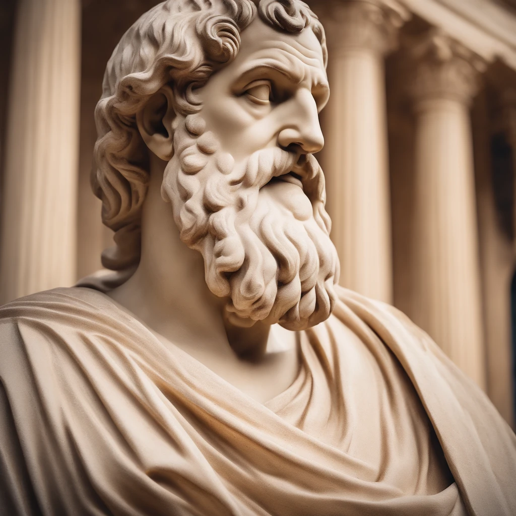 Greek statue 8k representation of Socrates