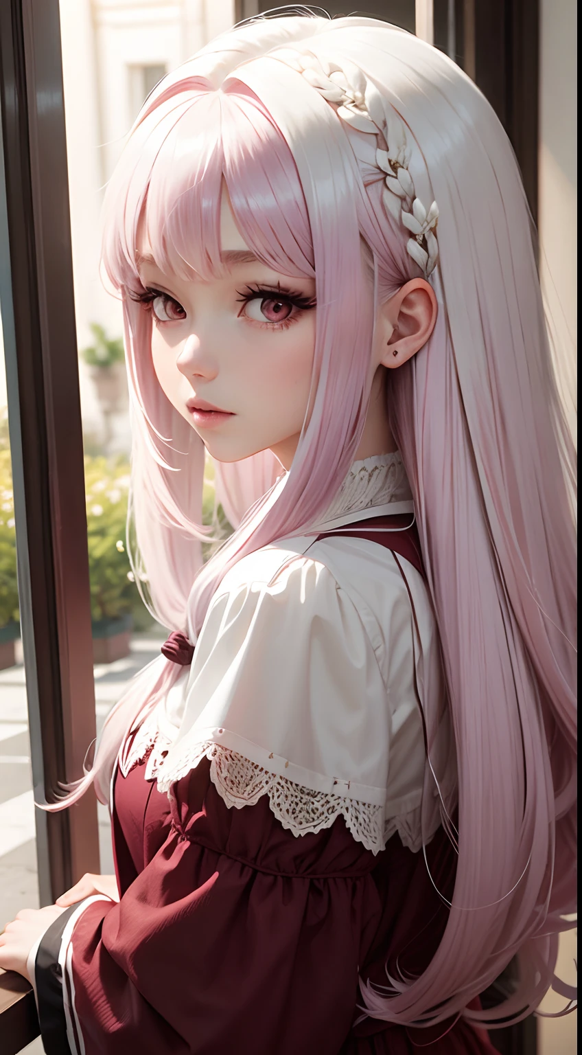 Burgundy half hair, white half hair