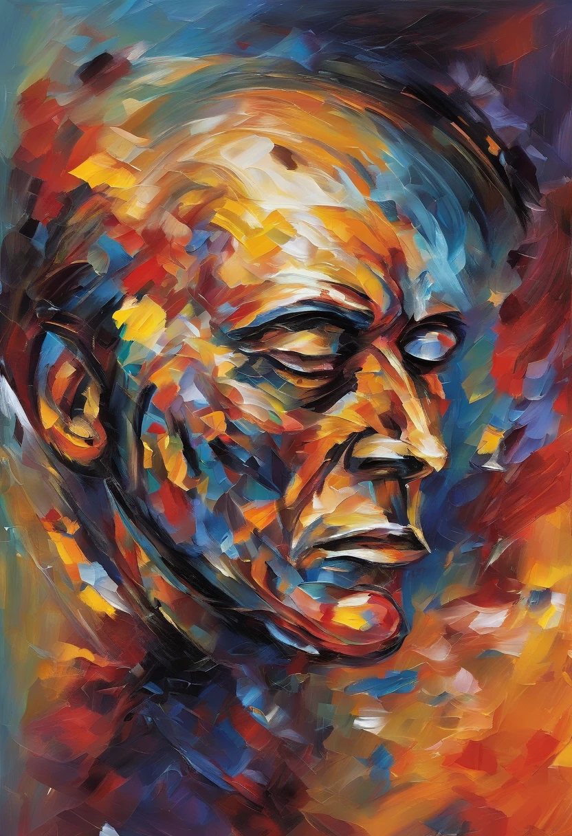 The sadness of a man who realizes that he will die abstract oil painting