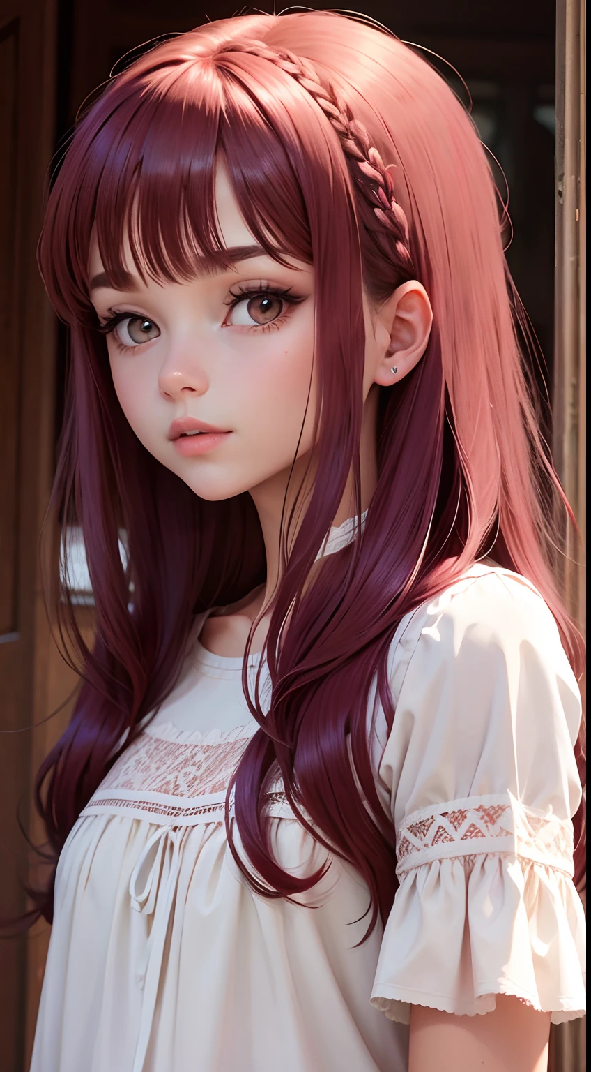 Burgundy and white mixed hair