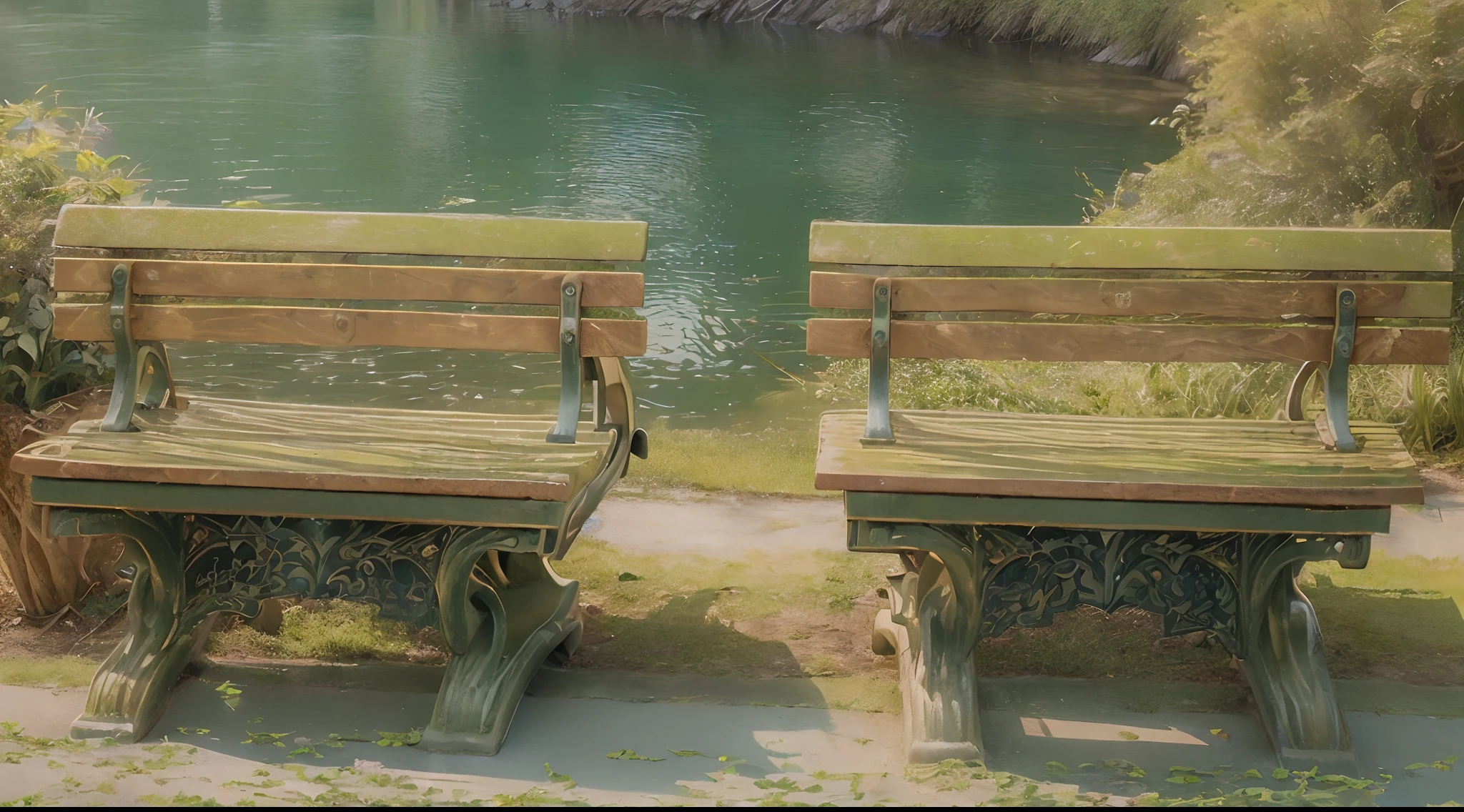 "(Best quality,A high resolution,photo-realistic:1.37),Vibrant atmosphere,Lakeside benches,Peaceful woman,Perfect face shape,Lush greenery,Soft sunlight,Calm water,relaxing mood,Tranquil environment,Peace and joy,comfortable seating,Gentle breeze,Happy scene,Harmonious colors,peacful,Dragon-shaped smoke,Zhao Fu"