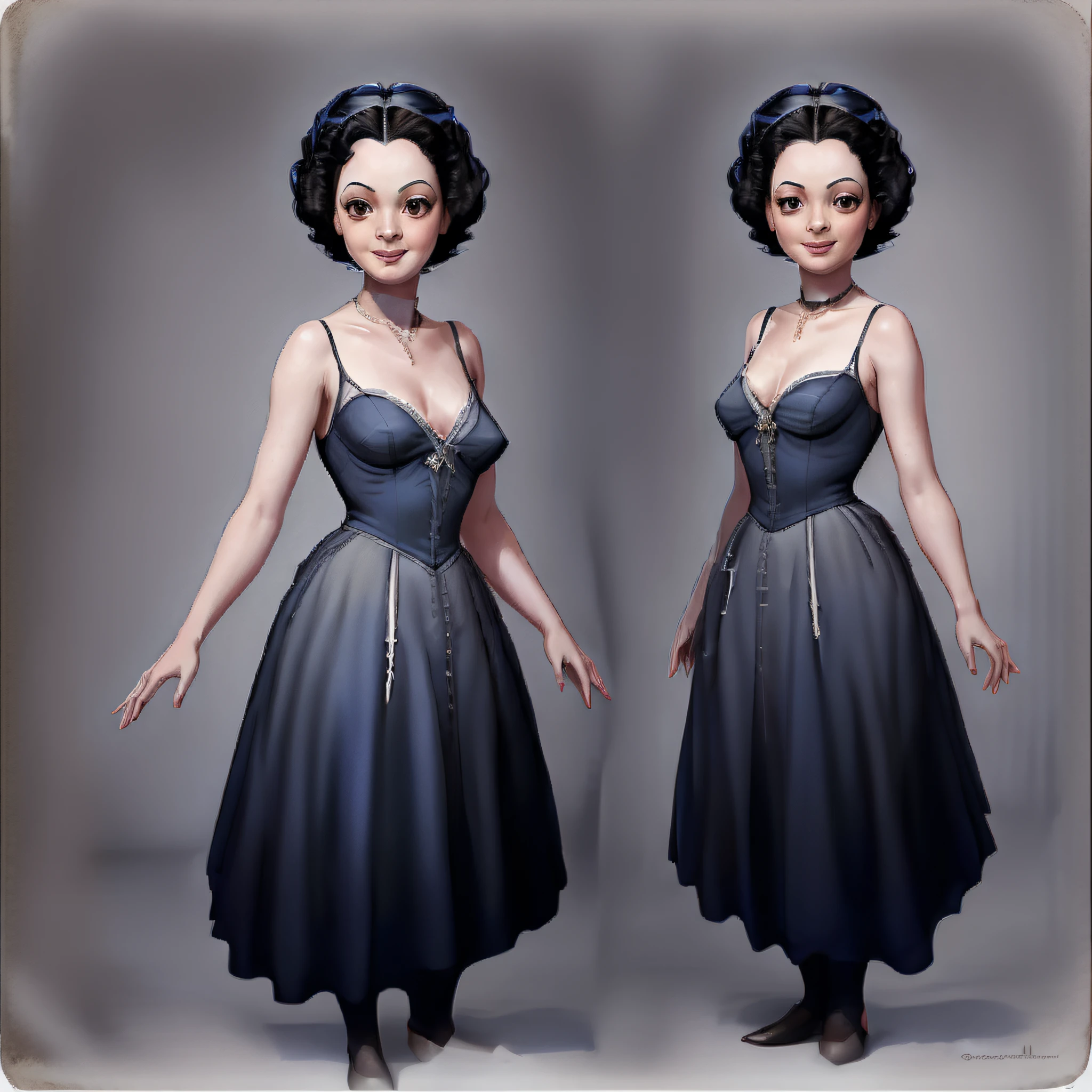 Insanely detailed portrait young diana Ross. Very pale skin, enigmatic smile, perfect hands, by Charles Addams.