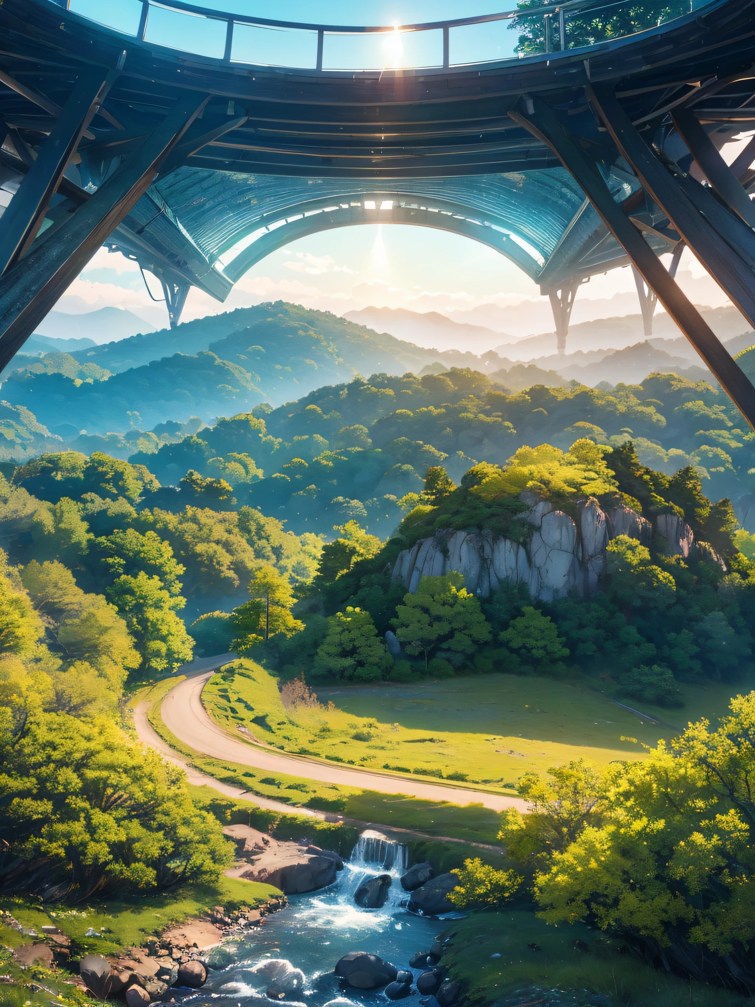 Oakigahara forest, image deepening, (ultra-realistic), {extremely detailed 8k CG unit wallpaper}, expansive landscape photography, (a view from below that prioritizes the sky above, wide view of open countryside), (photo low angle), (high light: 0.5), (low light: 0.5), (warm light source: 1.2), complex details, (iridescent colors: 2.0), (bright lighting), (atmospheric lighting), dreamy, magical landscape