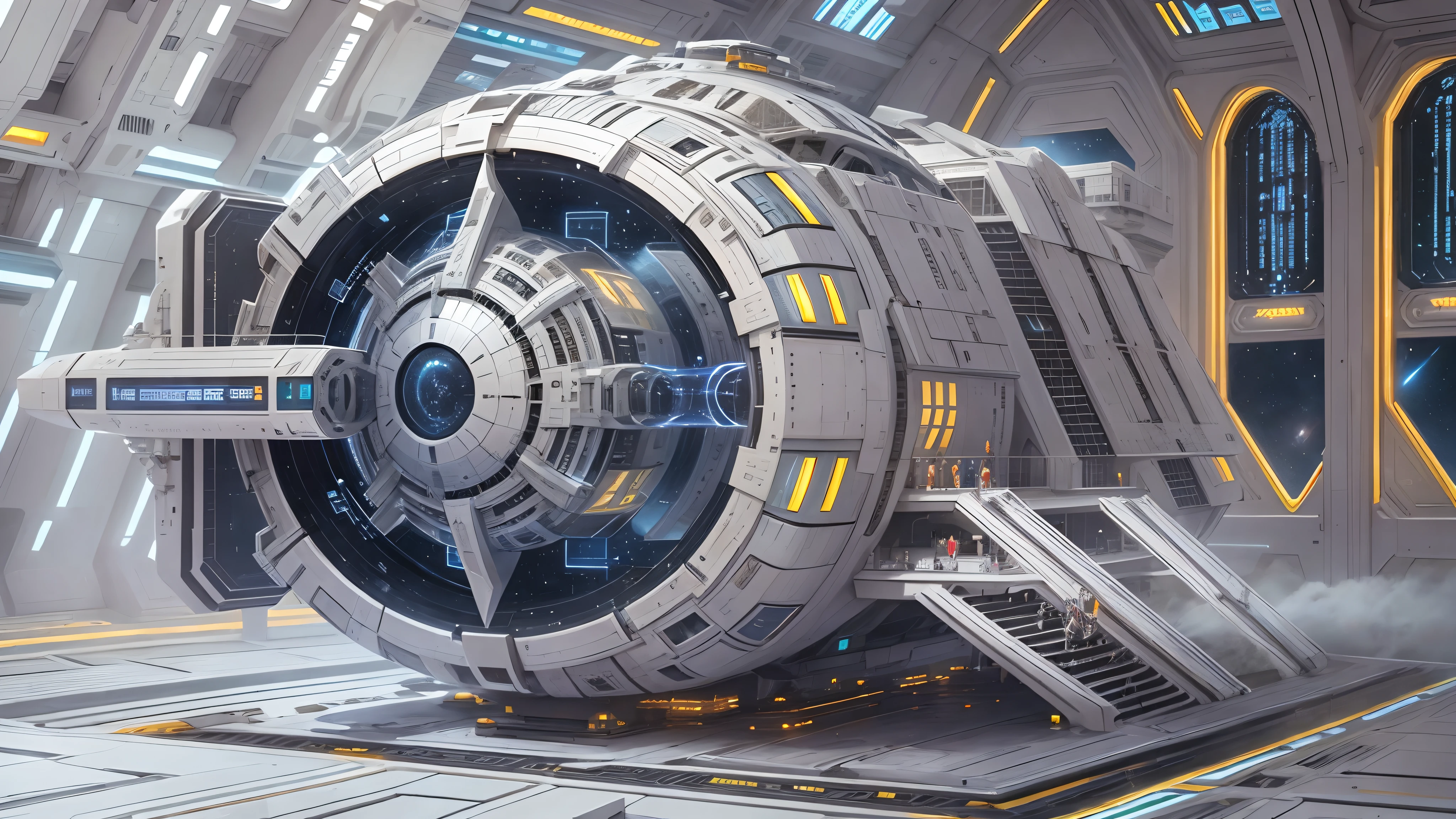 Interstellar,Interstellar voyage,Huge high-tech floating castle,futuristic space station