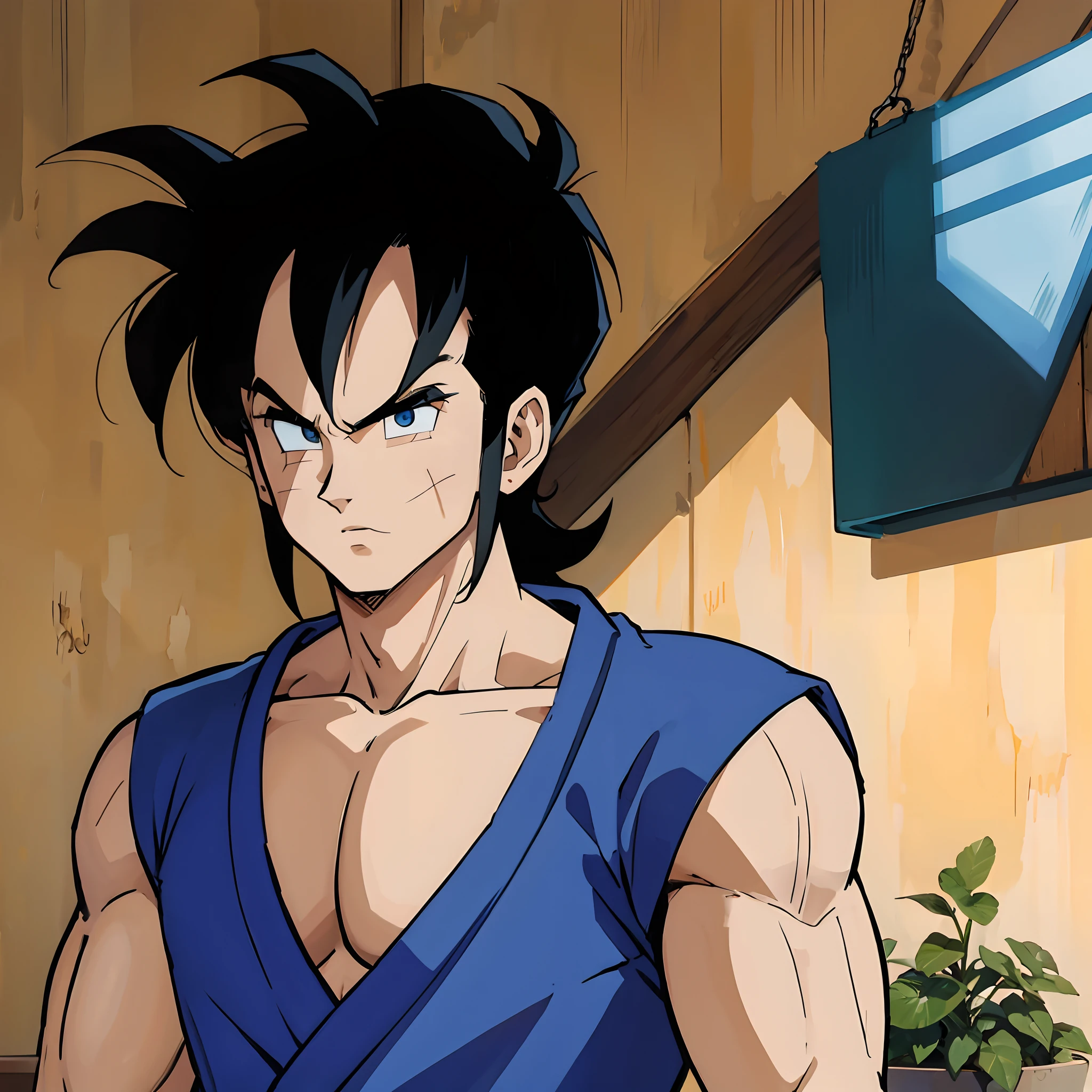 Yamcha vestindo um traje azul