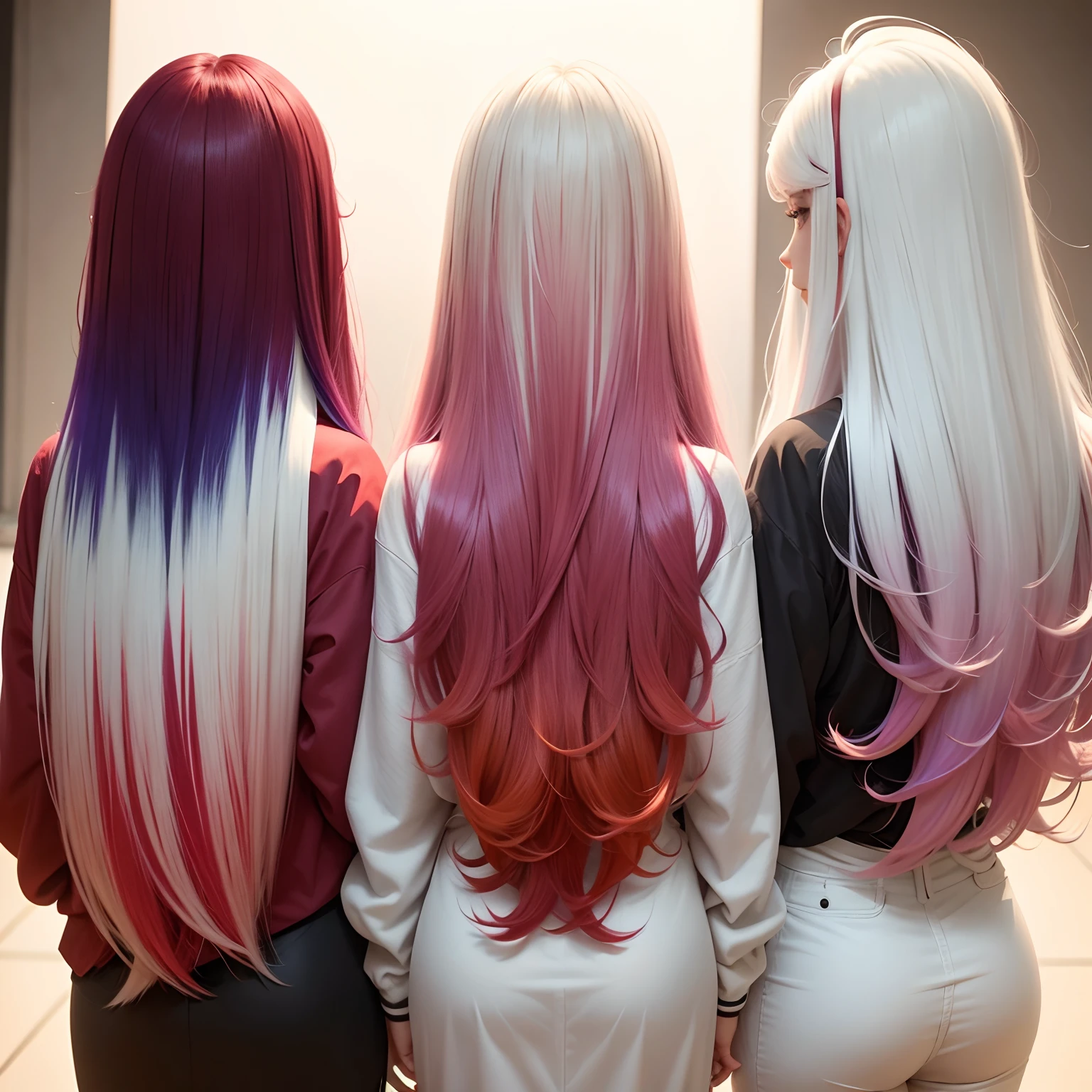 Top hair burgundy, bottom hair white, mixed hair color, two colourd hair, color gradient