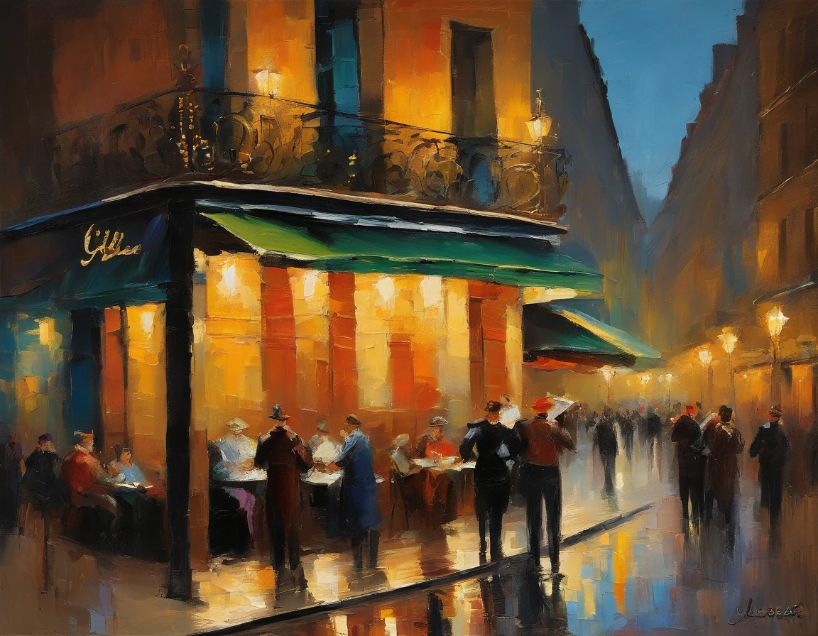 paris by night, ruas iluminadas, musicians playing accordion