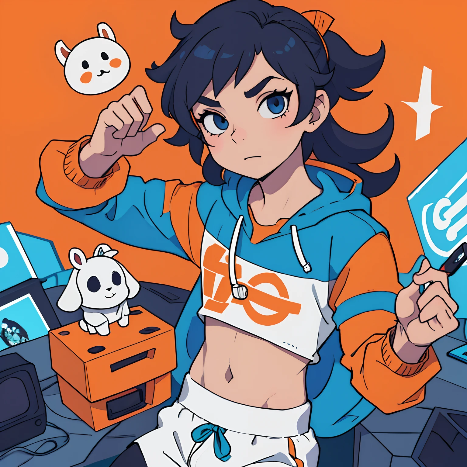 um homem com fones de ouvido para um time de jogos, jogador, Avatar de videogame, Tema jogador, cabrito, Streamer do Twitch / Jogador Ludwig, jogos, Logotipo esportivo, Avatar do jogo 2D do corpo superior, video game character, logotipo do jogo, Streamer do Twitch, Orange video game icon design, personagem de videogame, arte digital de videogame, usando fone de ouvido para jogos foto de perfil YouTube