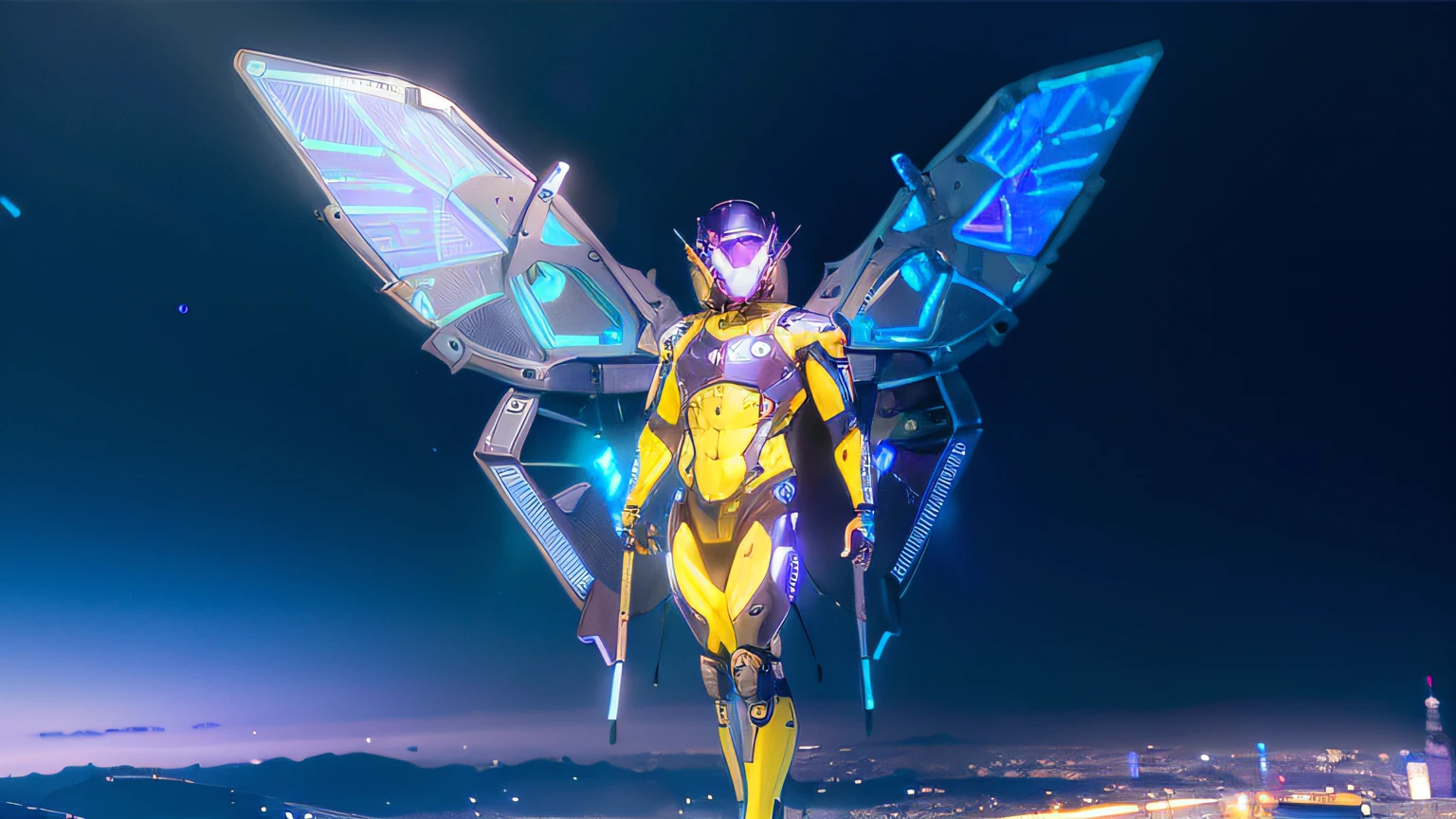 MALE. MAN. MAN. MALE..wings leds, divine paradise. neon blue and Purple butterfly wings leds. heavenly illumination. God. Holy robotic. levitating. Position of god. Deitado na cama. strong, robust and masculine body. fat arms. Position of divinity. Floating. divine statue, pedestal, holy pedestal. levitating. masterpiece, best quality, a close up of a futuristic looking cyborg man with a fantastic cyber helmet head with blue and Purple triangle led lights and a halo, full body, dancing. dance. synthwave ballad. silver pants. wearing a blue and Purple techwear jacket, white church in background. jump, full body, robotic legs. divine statue, pedestal, holy pedestal. neon blue and Purple butterfly wings leds. MASCULINE. MALE MASCULINE. Boy Muscular