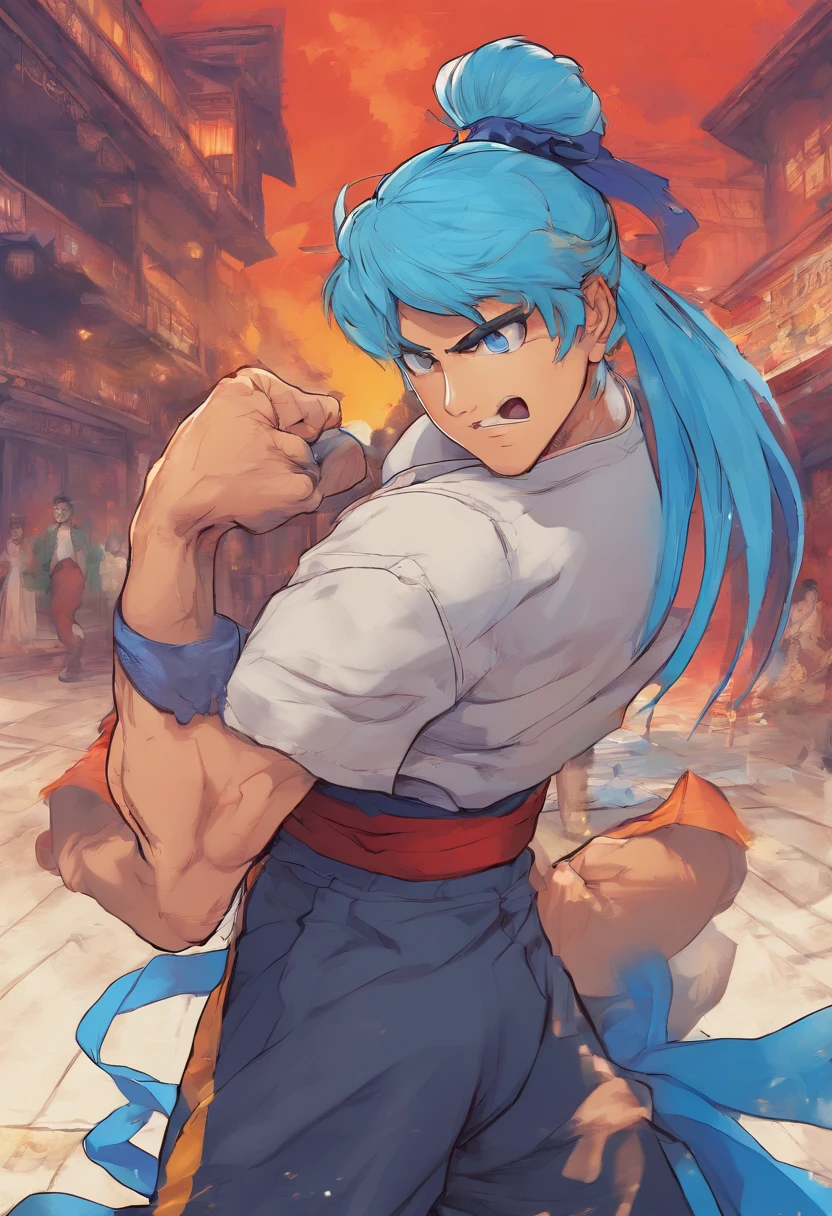 (masterpiece、top-quality、ultra-detailliert、hight resolution、 Manga:1.2)、(beautifull detailed face)、(beatiful detailed eyes:1.2)、blue hair,
