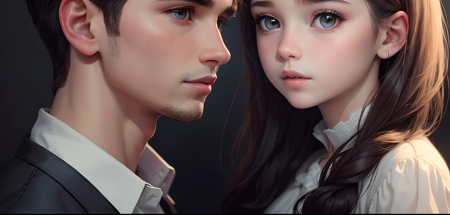 A boy and girl withrealistic face, change background, change clothes, potrait background,8k quality