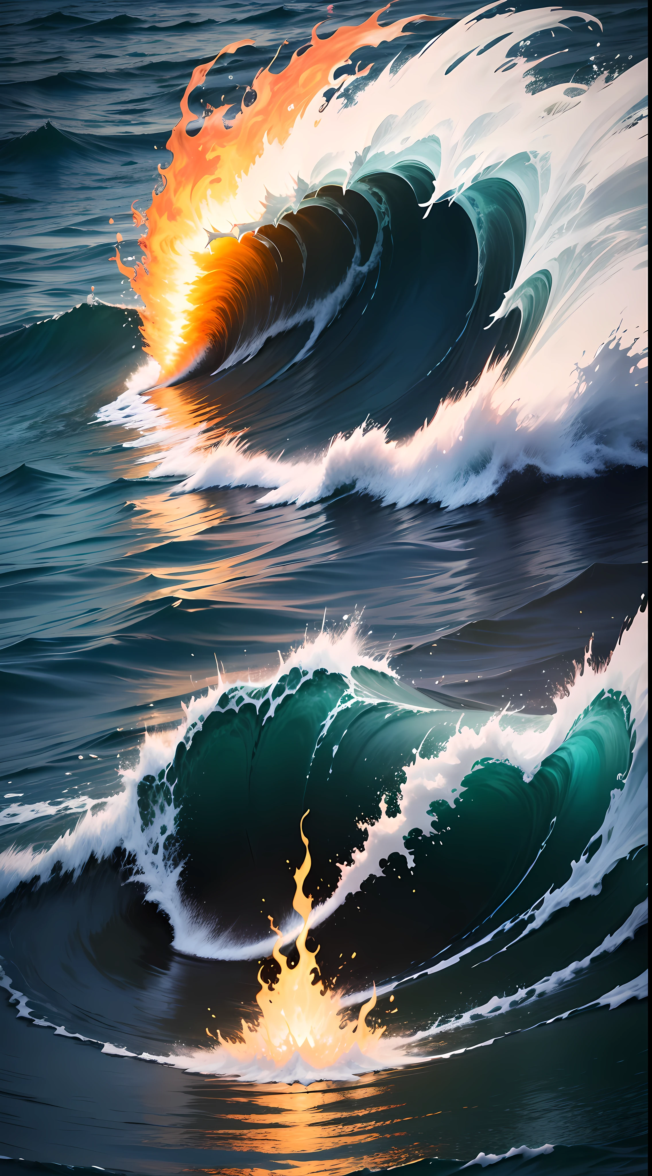 /Create 1Vortex of fire coming out of the water causing a tsunami