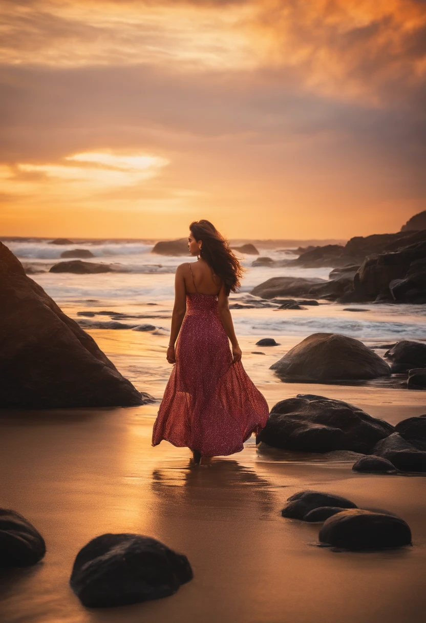 mulher nua banhando na praia