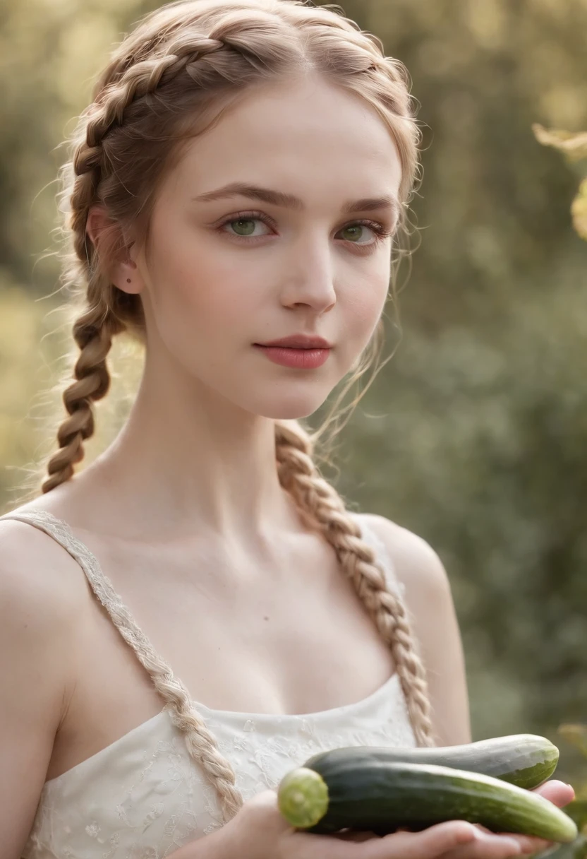 (((Diode cucumber plant braids face in milk ))) Fair complexion, Female about 19 years old, natural colored hair, Distinctive green eyes, Wearing punk paraphernalia, clothes and hairstyles, slender and graceful, Beautiful, Candles in a medieval setting, ultra sharp focus, realistic shot, Medieval women's clothing, Notebook colors (scar:1.4) Full-length perspective