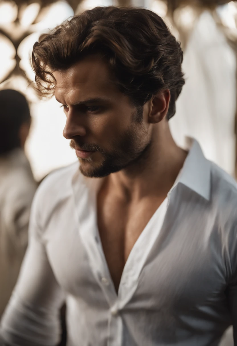 "(best quality,4k,8k,highres,masterpiece:1.2),ultra-detailed,realistic description,strong intense expressions,tangled bodies,soft light,bare skin,wet hair,passionate embrace,close up,beautyful,beautiful detailed eyes,beautiful detailed lips."quero uma fotorealista de um casal se olhando a ponto de beijar se, o homeme uma mulher. o homem branco se olhando, ele bem comprido, strong upper arms, Um retrato corpo inteiro, fotorrealista de perfil, a Henry Cavill Wearing black dress pants, ((long messy hair, paquerador, provocante, camisa branca,))(Usando Barba escura) cena de filme, (Impeccable), corpo bronzeado e sarado, Serious and elegant man, Ator Jamie Dornan, com sobrancelhas masculinas grossas, agente secreto 007 estilo homem, (with a mysterious and serious face,) cabelo escuro curto, elegante e elegante, ajuste de corpo e forte ajuste no terno, imagem de uma sala de uma casa elegante, com quadro de fotografias no fundo, Homem semelhante ao ator Jamie Dornan, ( alta qualidade e imagem realista), ((Melhor Qualidade, 8k, Obra-Prima). olhando para a mulher, foto realista, foto RAW, TanvirTamim, alta qualidade, highres, foco nítido, extremamente detalhado, cinematic lighthing, 8k uhd, -imagine- com as manos no bolso, olhando de lado, foto de perfi. e a mulher foto de retrato de rosto completo de uma garota indico de 30 anos, RAW, mulher bonita, strawberry lips half-open, covinhas, olhar apaixionado, (extra longo cabelo castanho ondulado), ((rosto detalhado)), ((detailedfacialfeatures)), (pele finamente detalhada), pele morena, indica, bronceada, (decote profundo detalhado vestido cyberpunk de alta tecnologia), ambiente de megacidade cyberpunk, (cores frias), humid, humid, reflexos, (obra-prima) (perfect aspect ratio)(foto realista)(melhor qualidade) (detalhado) fotografado em uma Canon EOS R5, Lente de 50mm, F/2.8, HDR, (8k) (papel de parede) (cinematic lighthing) (lighting dramatic) (foco nítido) (intrincado),Foto RAW, foto de gigach